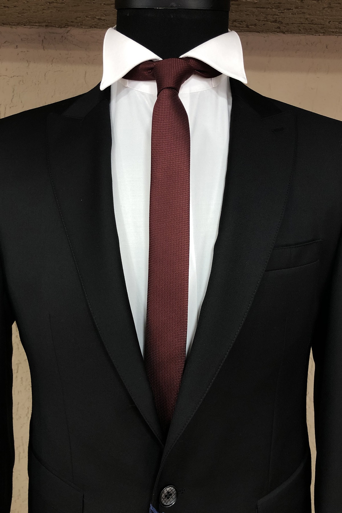 Quesste Accessory Quesste Erkek Bordo Armürlü Çok Ince Kravat