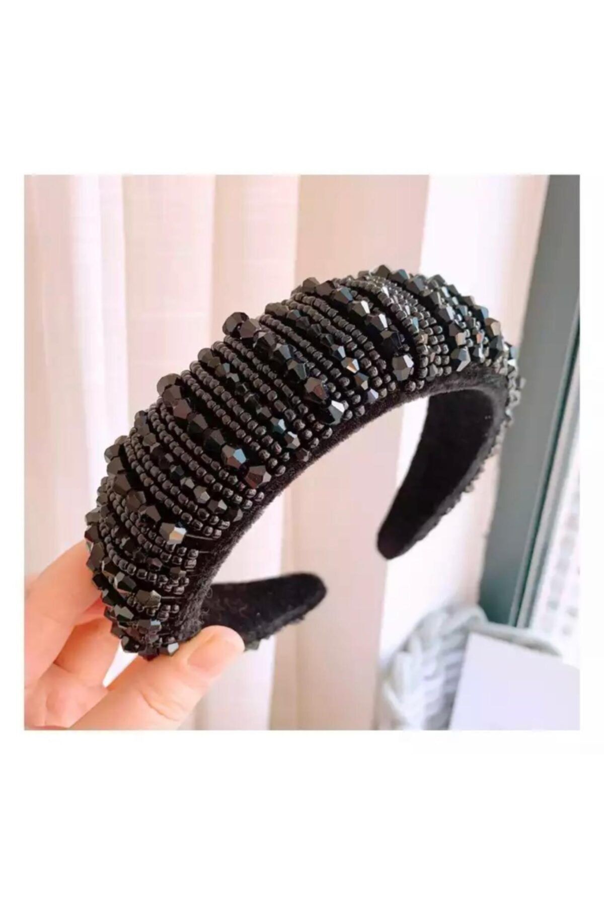 QUEEN AKSESUAR Özel Yeni Sezon Trend Moda Bayram Özel Kalın Parlak Taşlı Taç Siyah