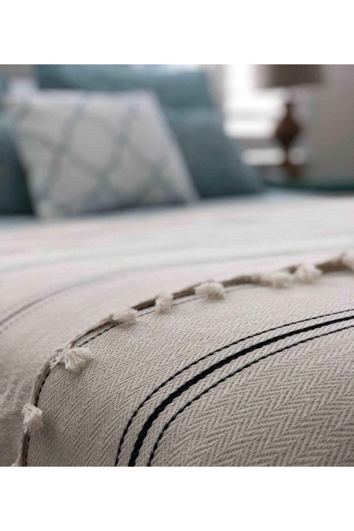 efendyco pike koltuk ve yatak ortusu dekoratif ortu buldan ortusu cok amacli 200x240cm krem siyah fiyati yorumlari trendyol