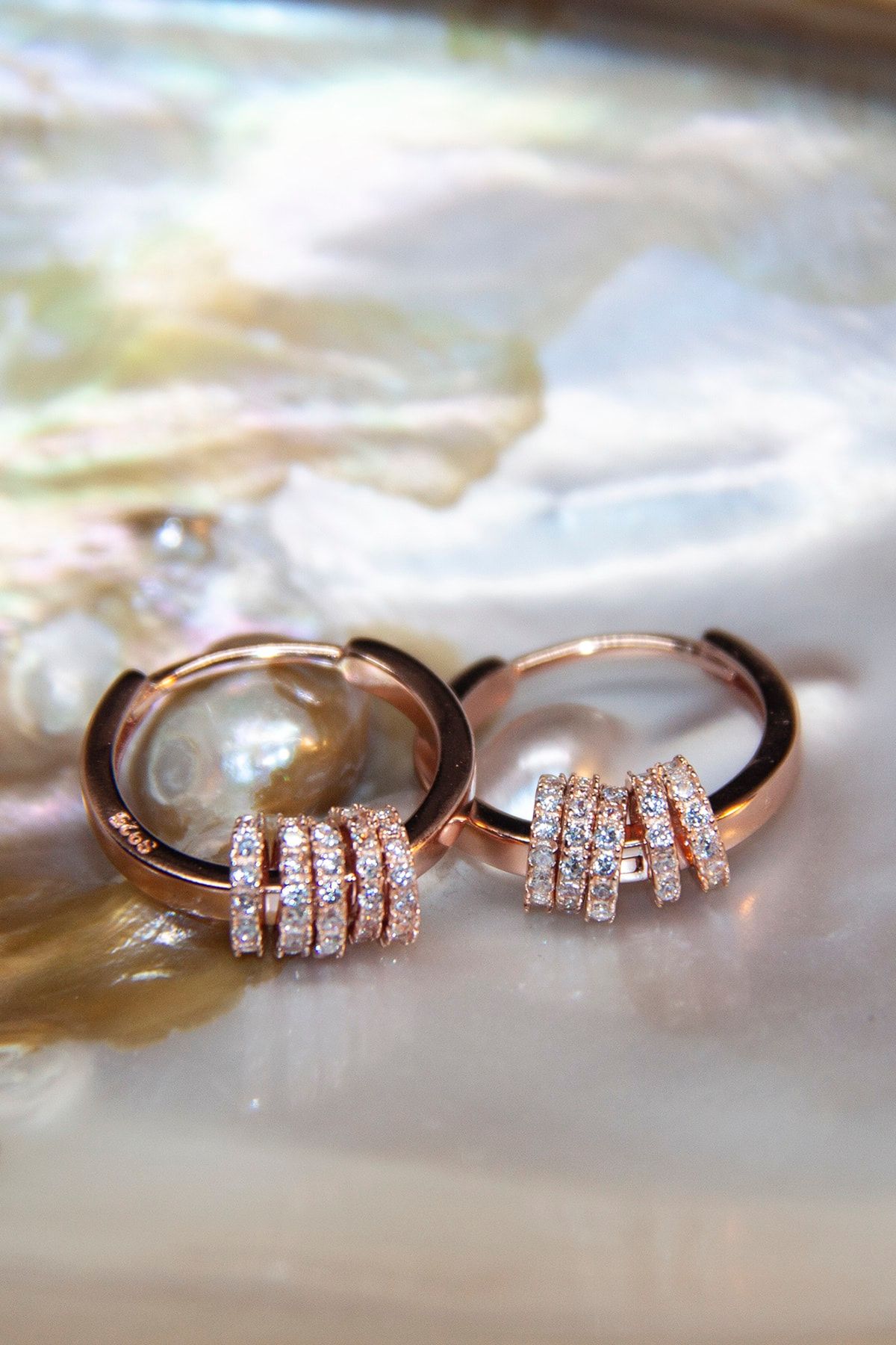 Jewelry For Light 925 Ayar Zirkon Taşlı 18 Ayar Rose Altın Kaplama Gümüş Halka Küpe
