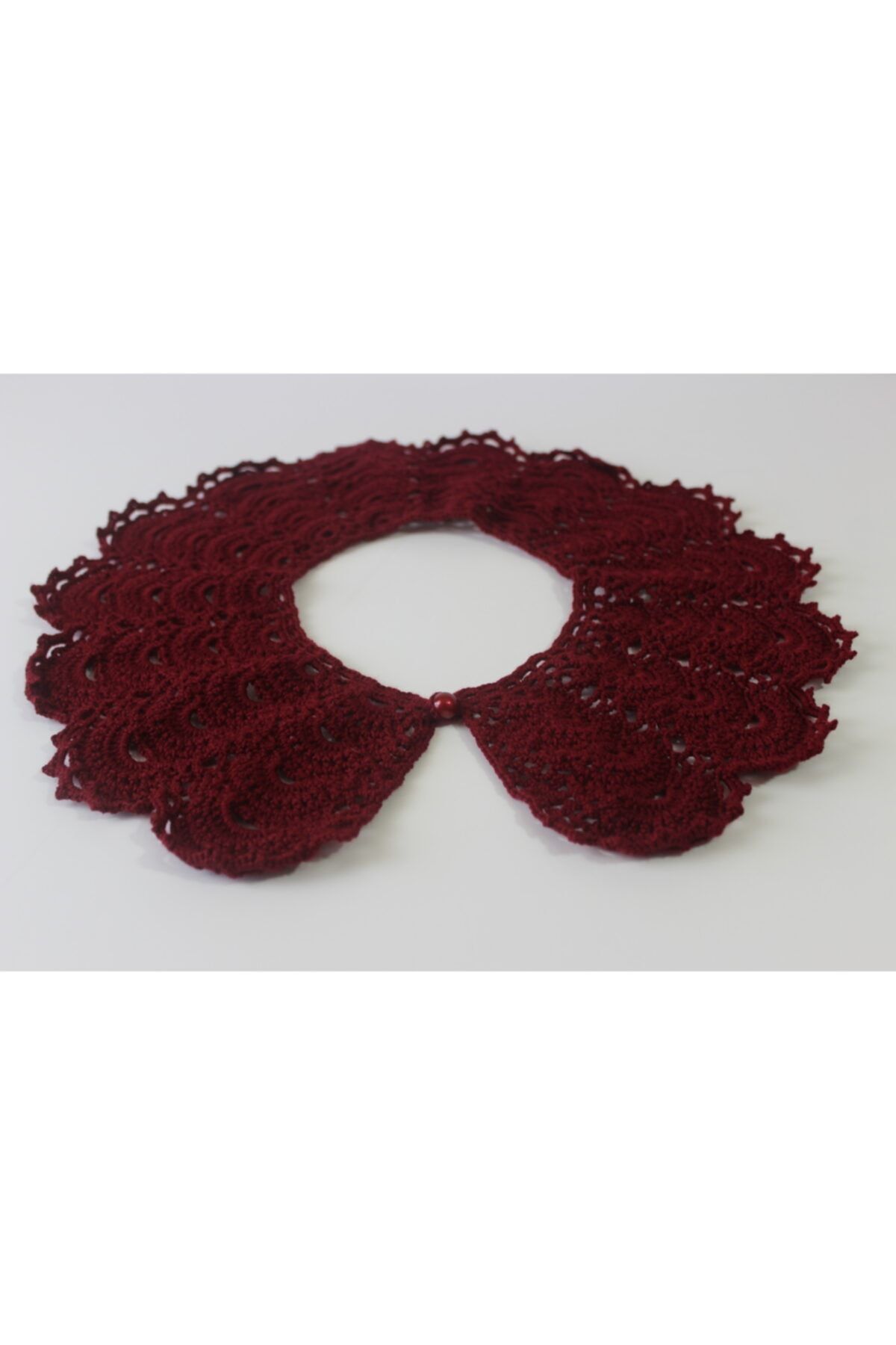 Handmade El Örgüsü Bordo Şık Yaka