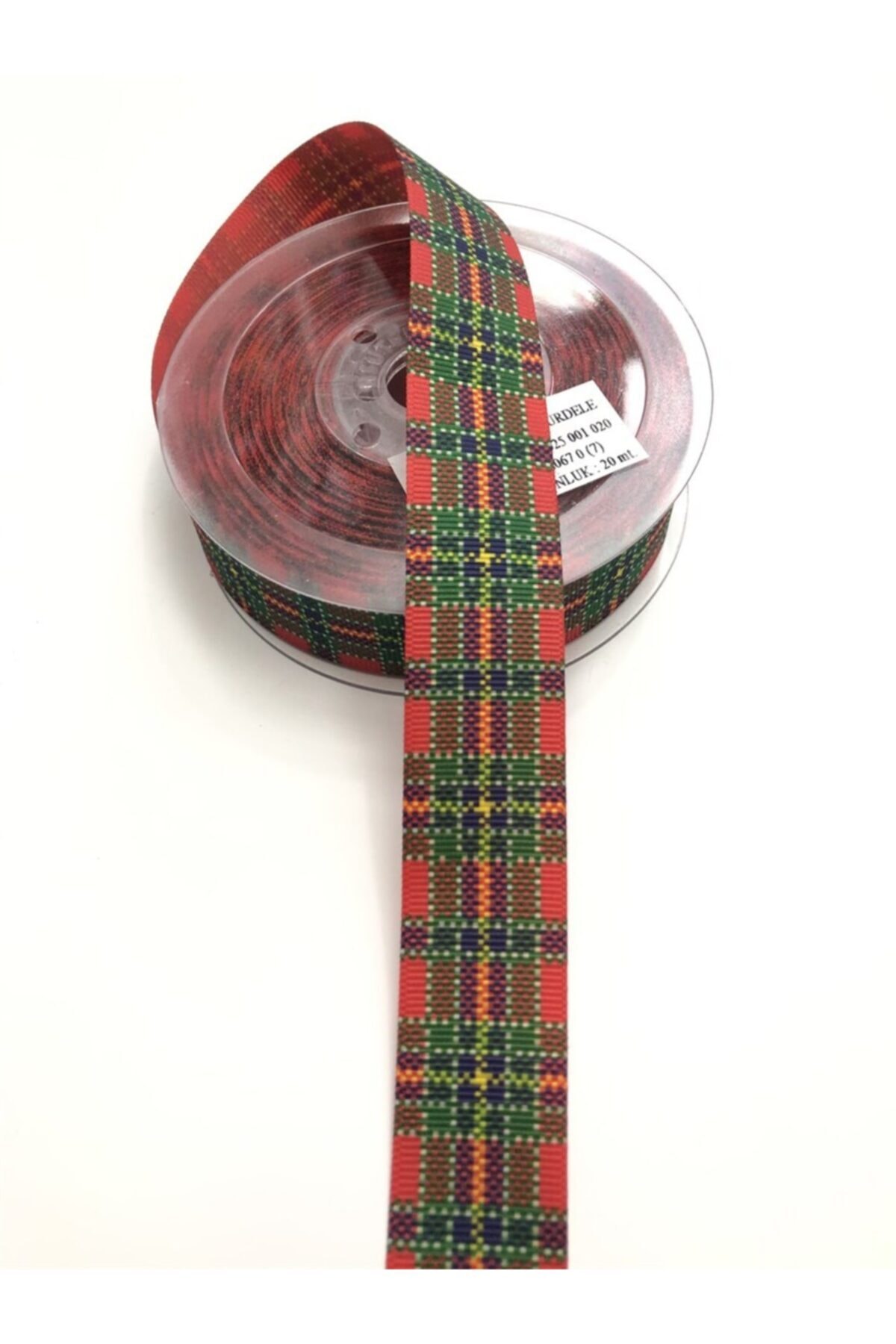 Hobigram Kırmızı Çiçek Desenli Grogren Kurdele 2,5 Cm