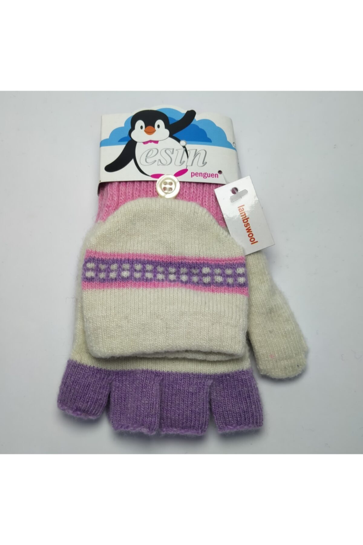 ESİN Kadın Lambswool (Kuzu Yünü) Kapaklı Eldiven Ekru