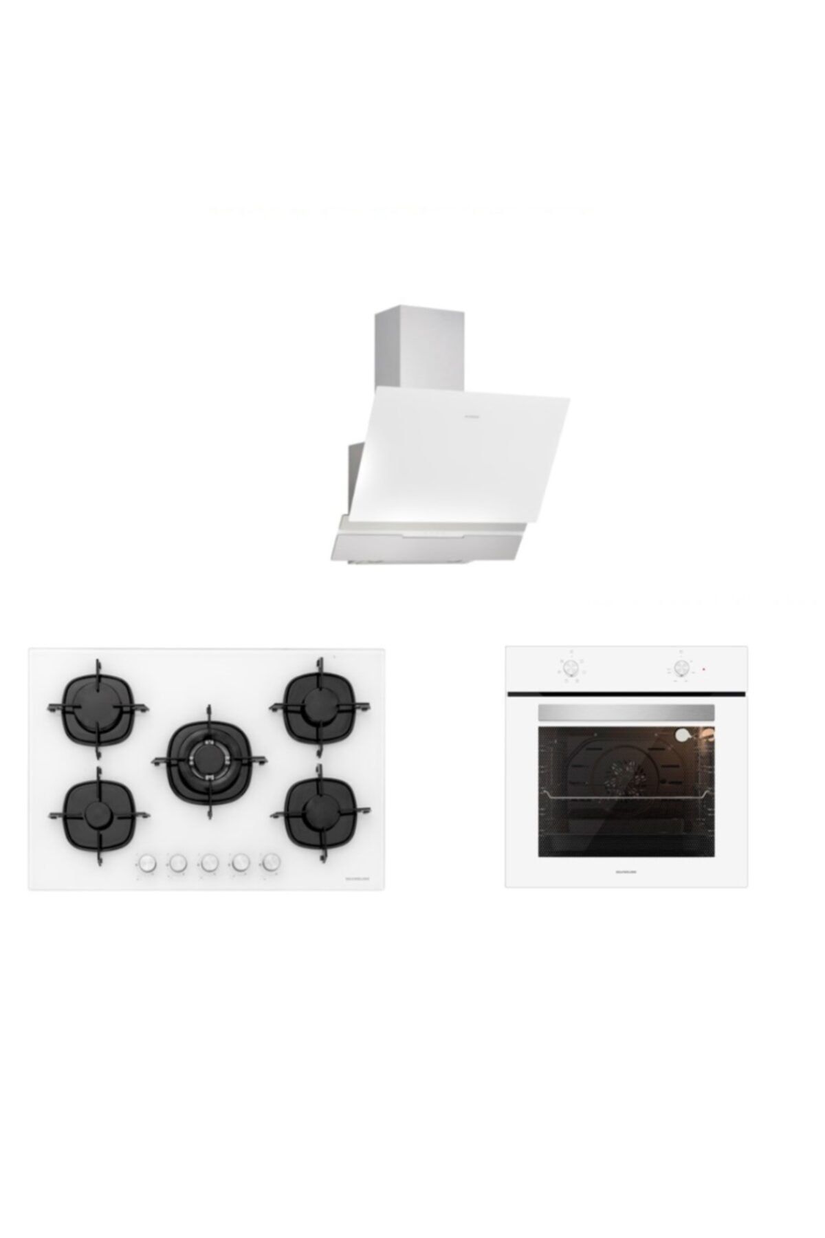Silverline Beyaz Cam Ankastre Set 5 Yıl Garanti (3450 Slımlıne 60+cs5365w01+bo6501w01)