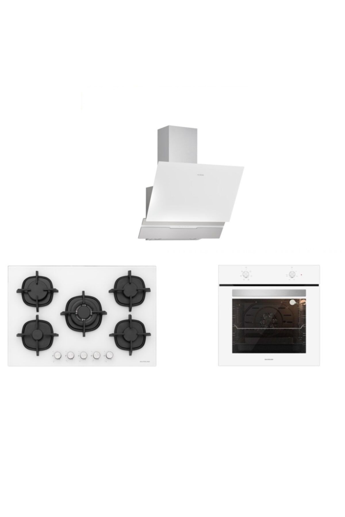 Silverline Beyaz Cam Ankastre Set 5 Yıl Garanti (3450 Slımlıne 60+cs5364w01+bo6501w01)