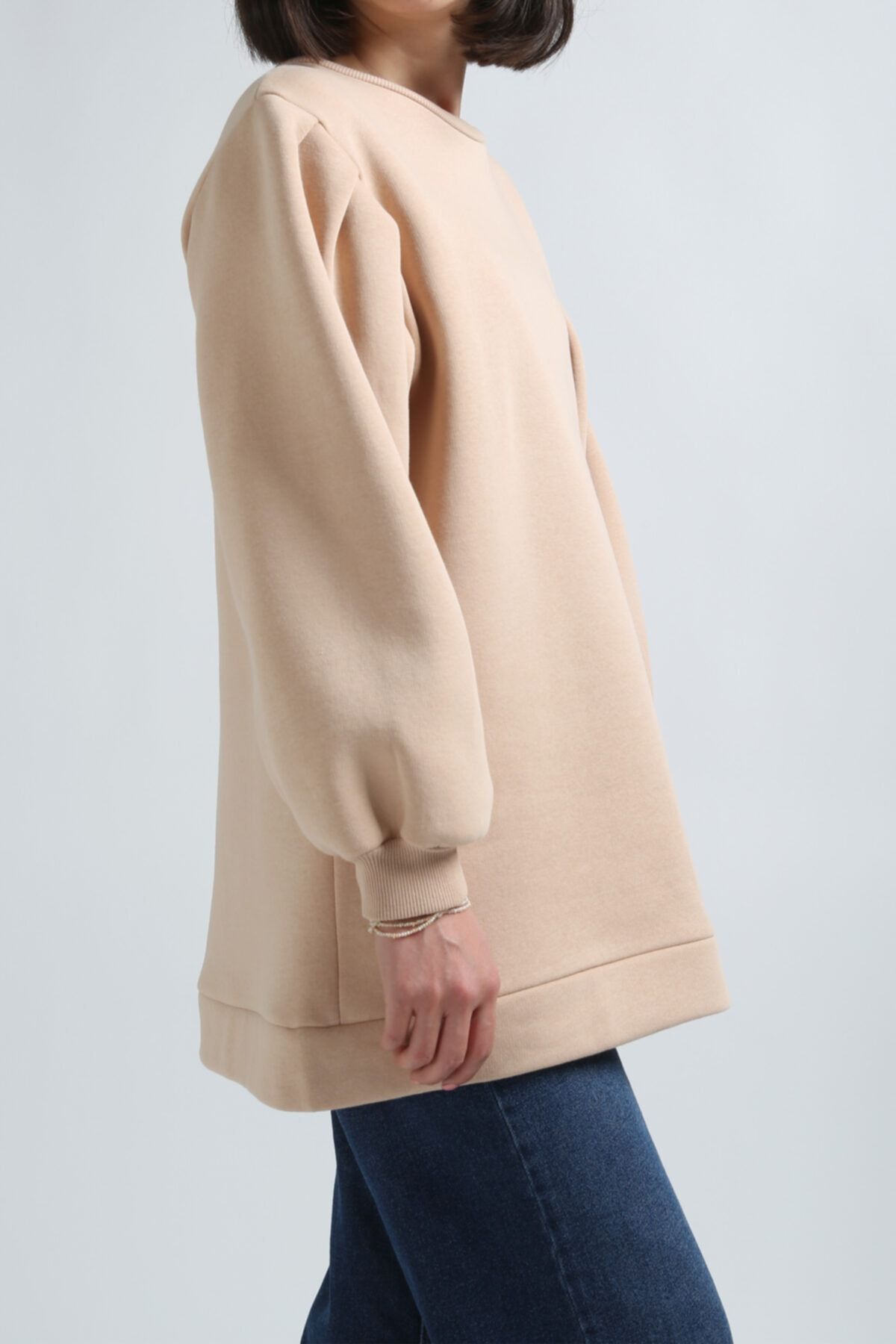 ALLDAY Bej Kolları Pileli Sweatshirt