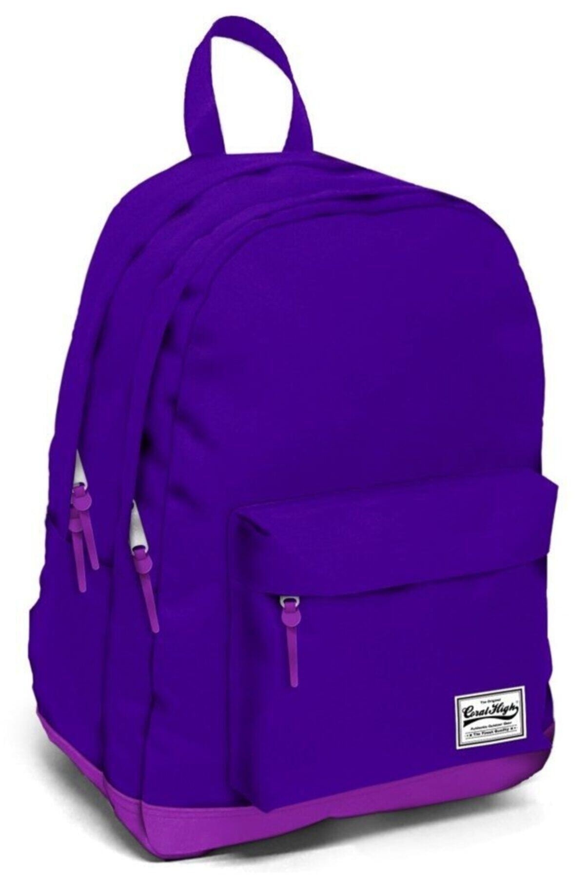 Yaygan Çanta Unisex Mor Coral High Günlük Ve Okul Sırt Çantası