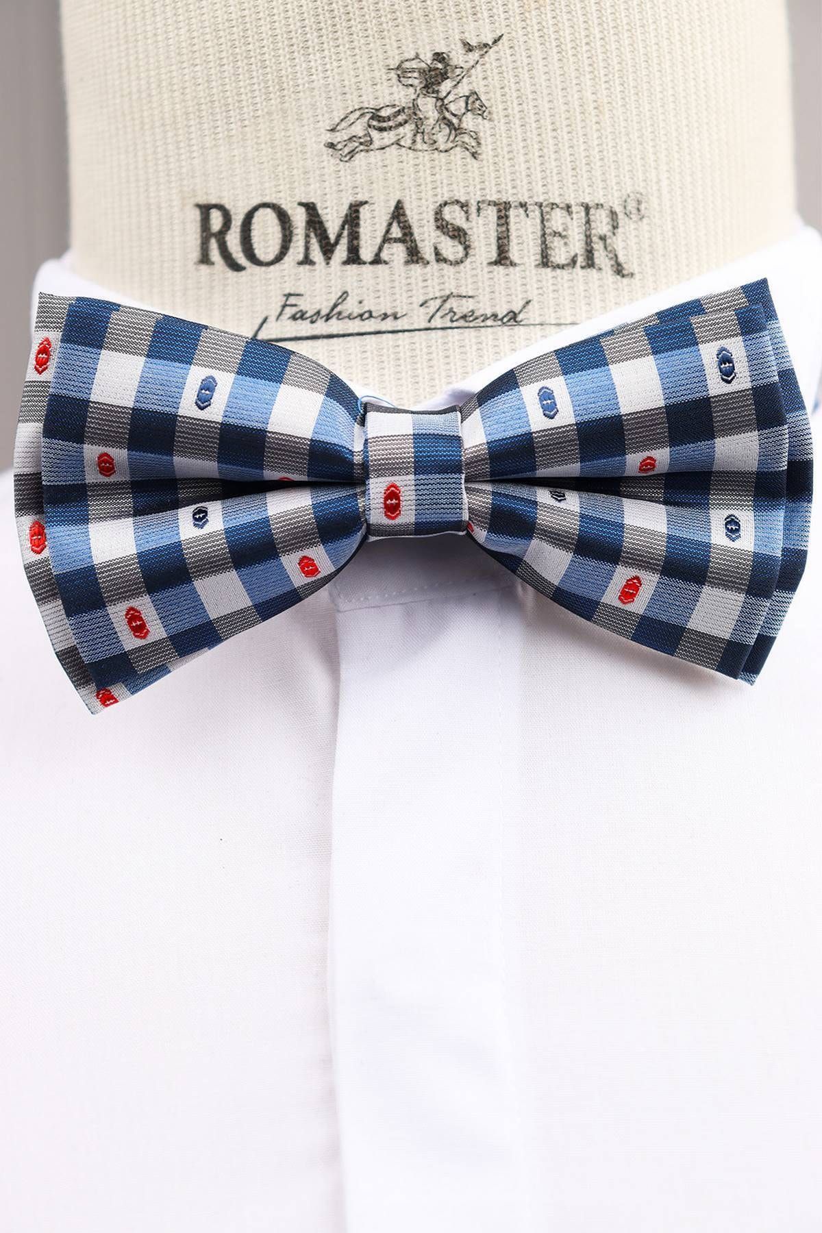 ROMASTER Turkuaz Renk Desenli Erkek Papyon