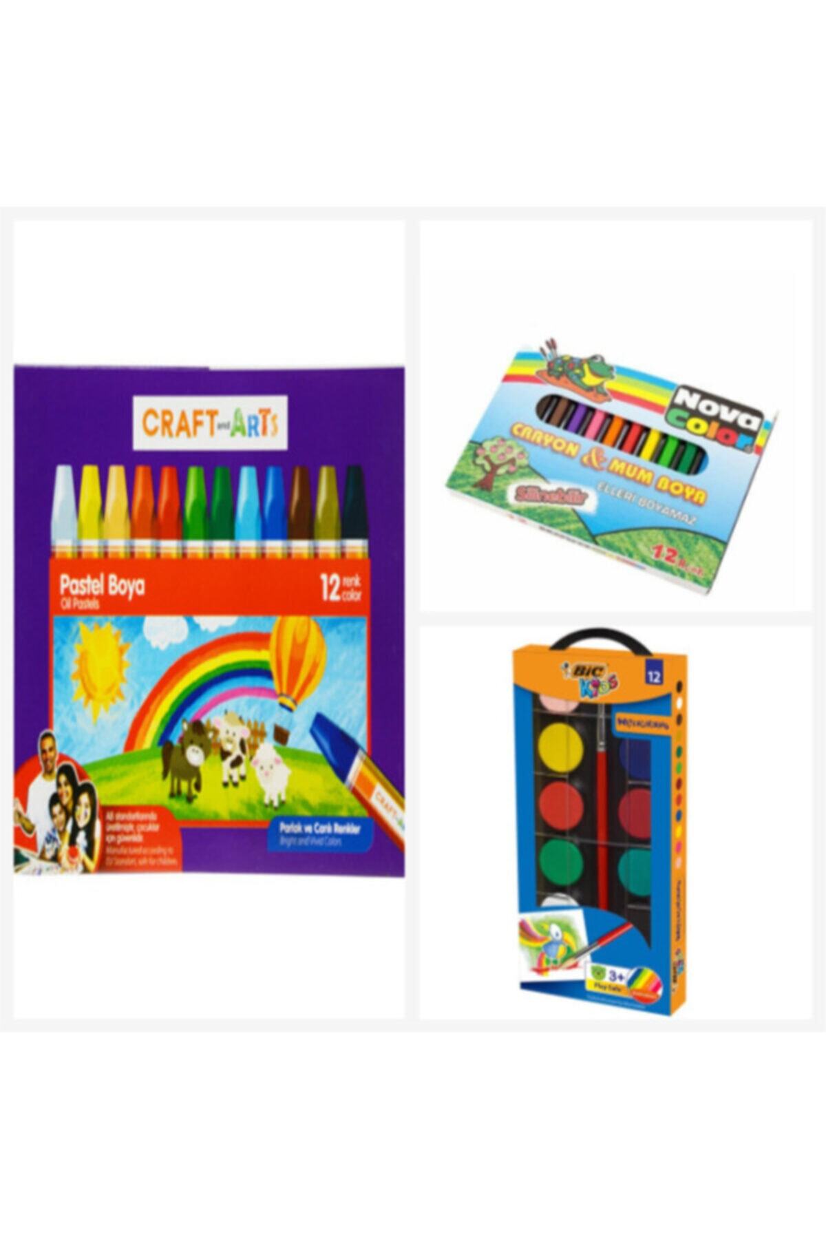 Craft and Arts Pastel Boya 12 Renk & Bic Kids Sulu Boya 12 Renk &