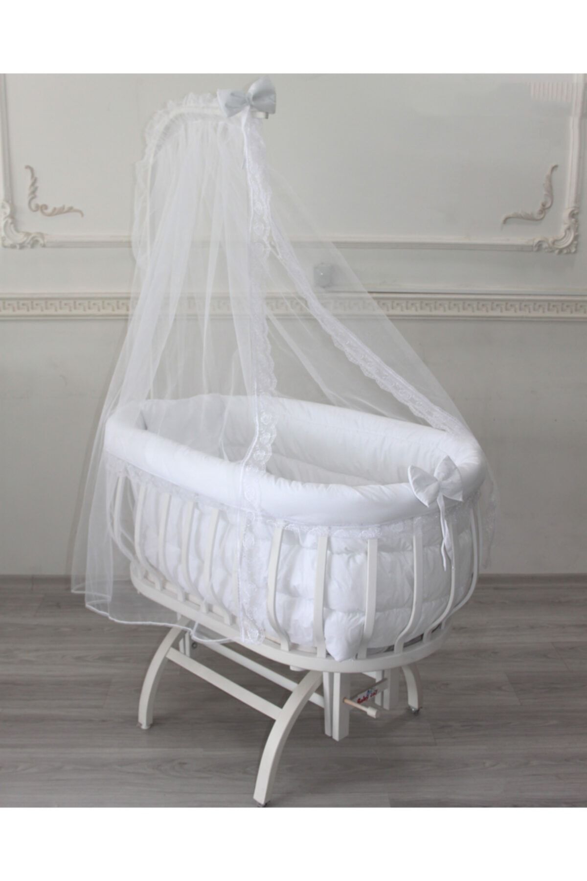 babyen1 Beyaz Sepet Beşik Uyku Seti (BEŞİK DAHİL DEĞİLDİR)anne Yanı %100 Organik Pamuk