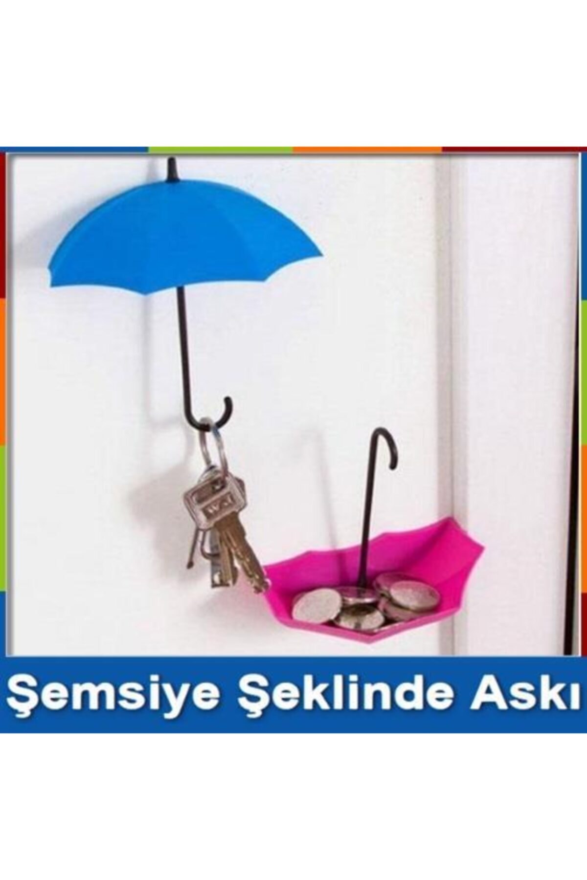 İndiriminVar Çocuk Odası Şemsiye Anahtarlık Askı Seti 3'lü Askı Takımı Plastik