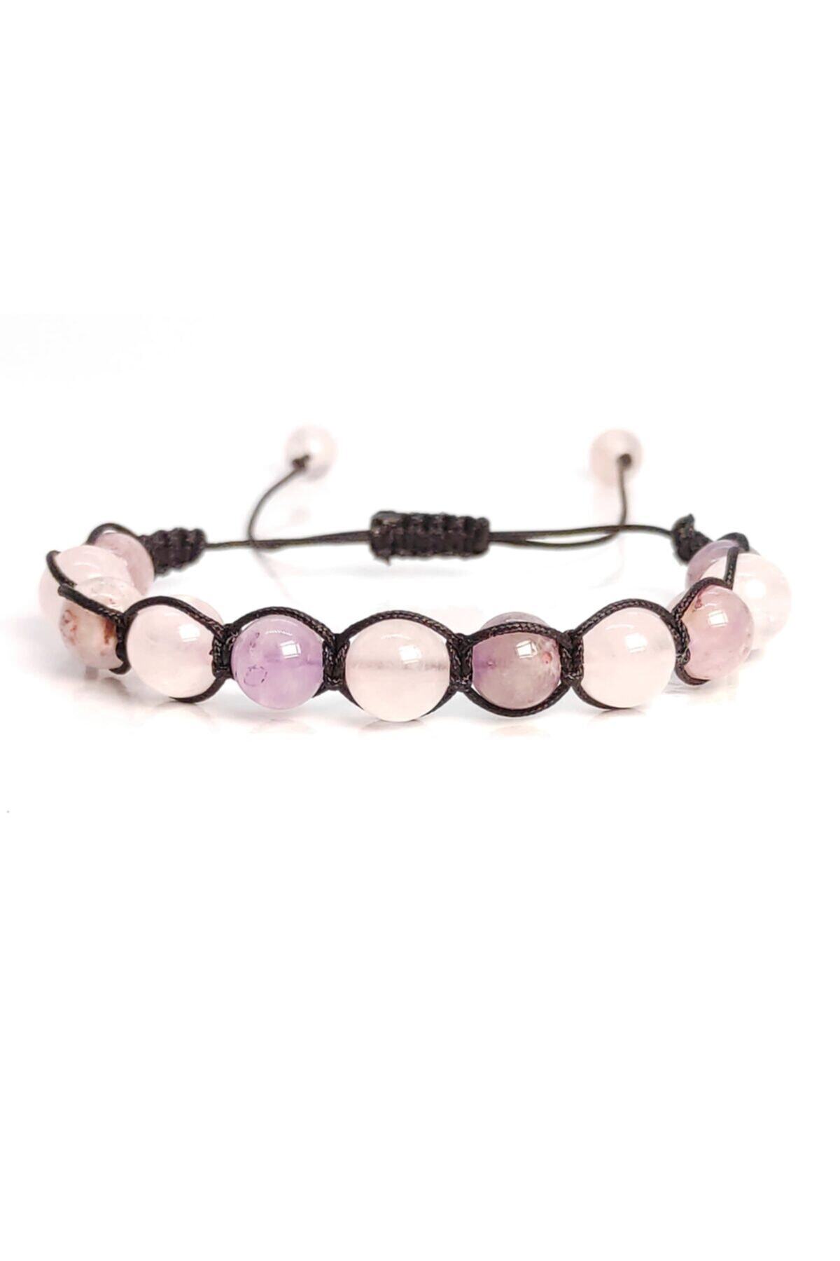 TAŞ RÜYASI Ametist Gül Kuvars Örme Bileklik