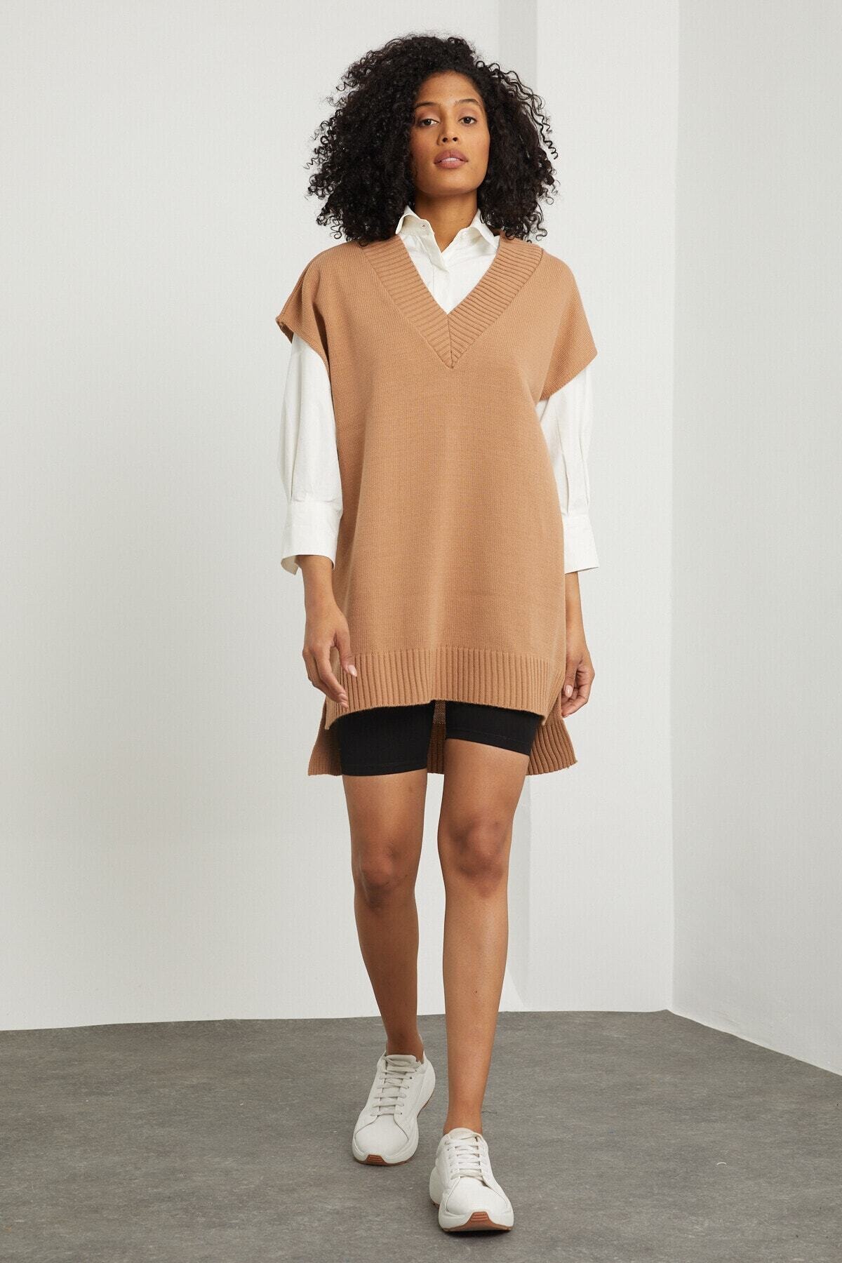 ALTINER Kadın Vizon V Yaka Uzun Süveter