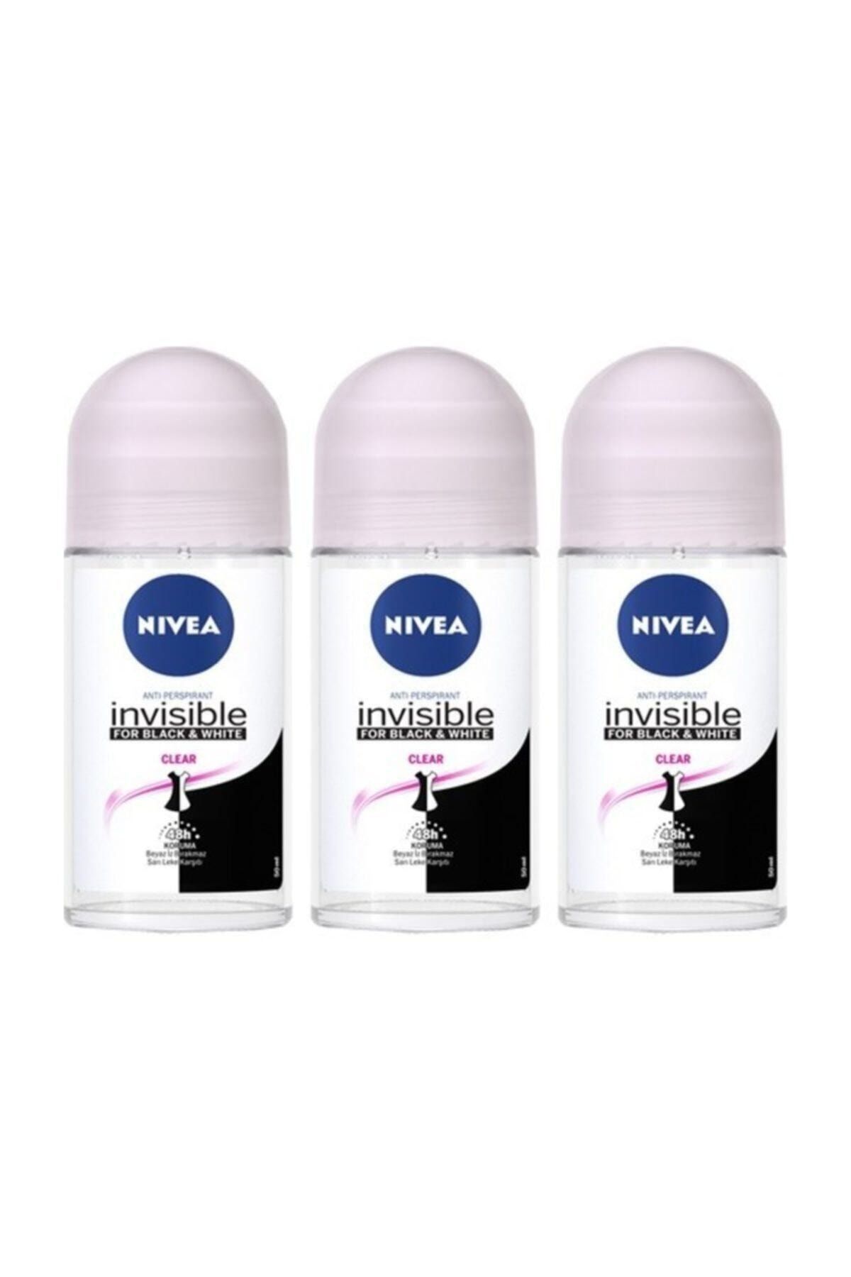 Nivea Invisible Black & White Clear Roll-on Deodorant 50 ml Kadın X 3 Adet