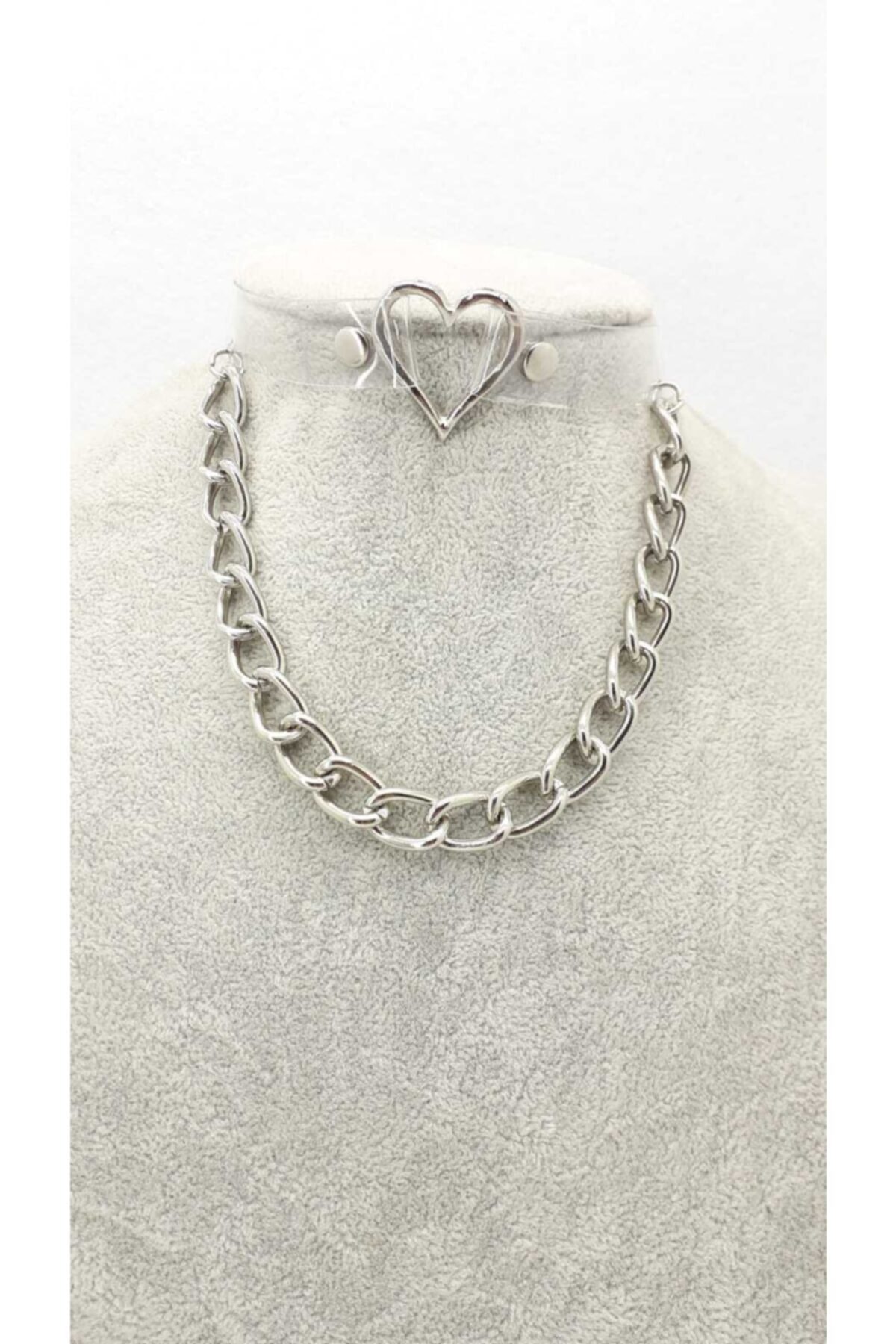 Fugusugu Gotik Şeffaf Kalpve Zincir Detaylı Choker