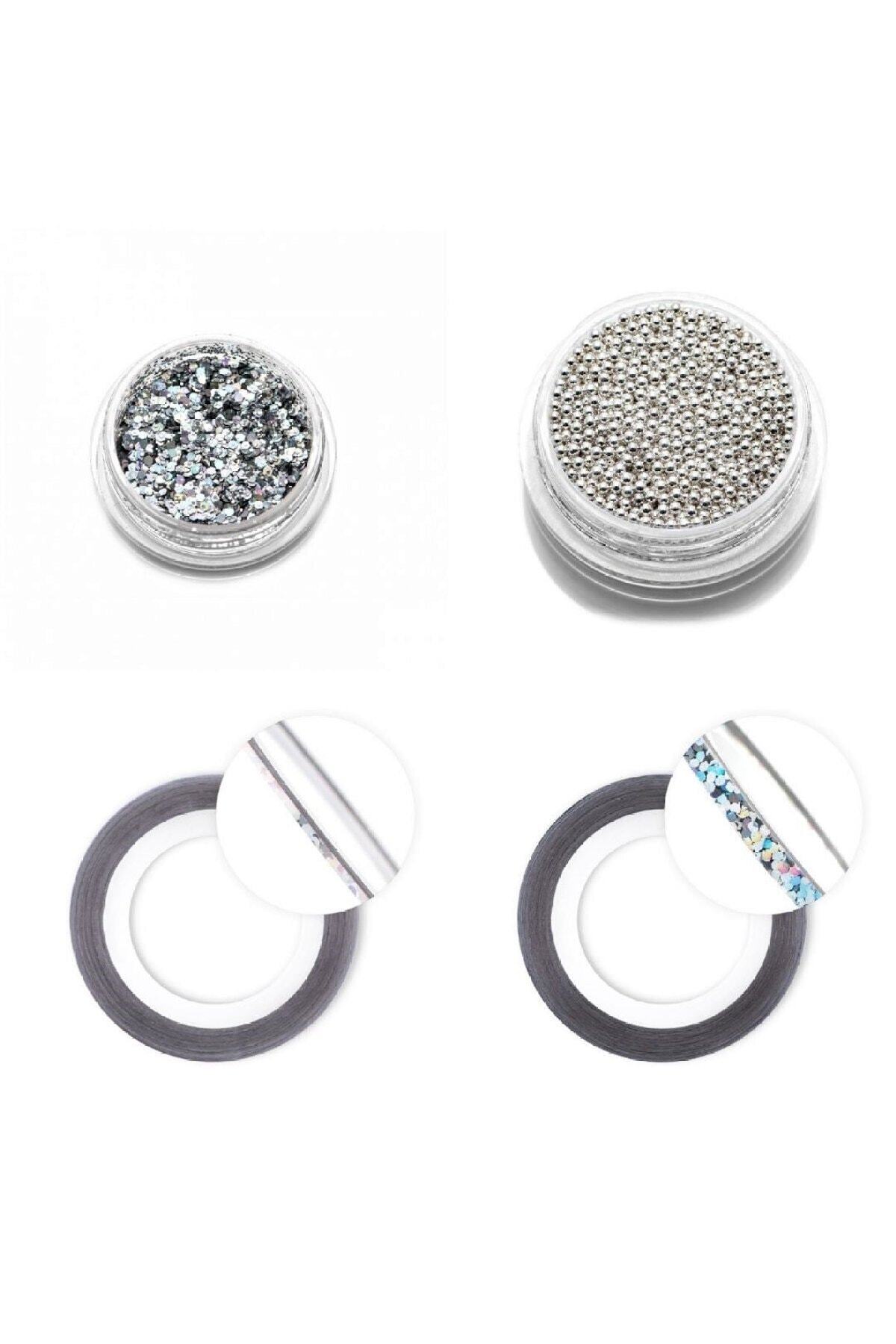 TNL Nail Art Tırnak Süsleme Şerit Çizgi Sim Havyar Taş Set 5
