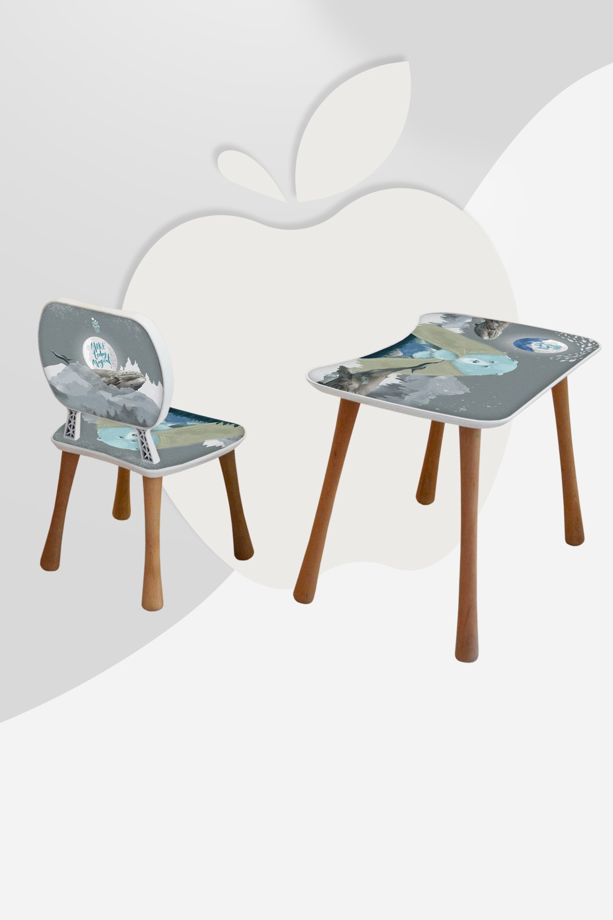 Popcorn Kids Apple Polar Sandalyeli Aktivite Masa Seti (2-5 Yaş)