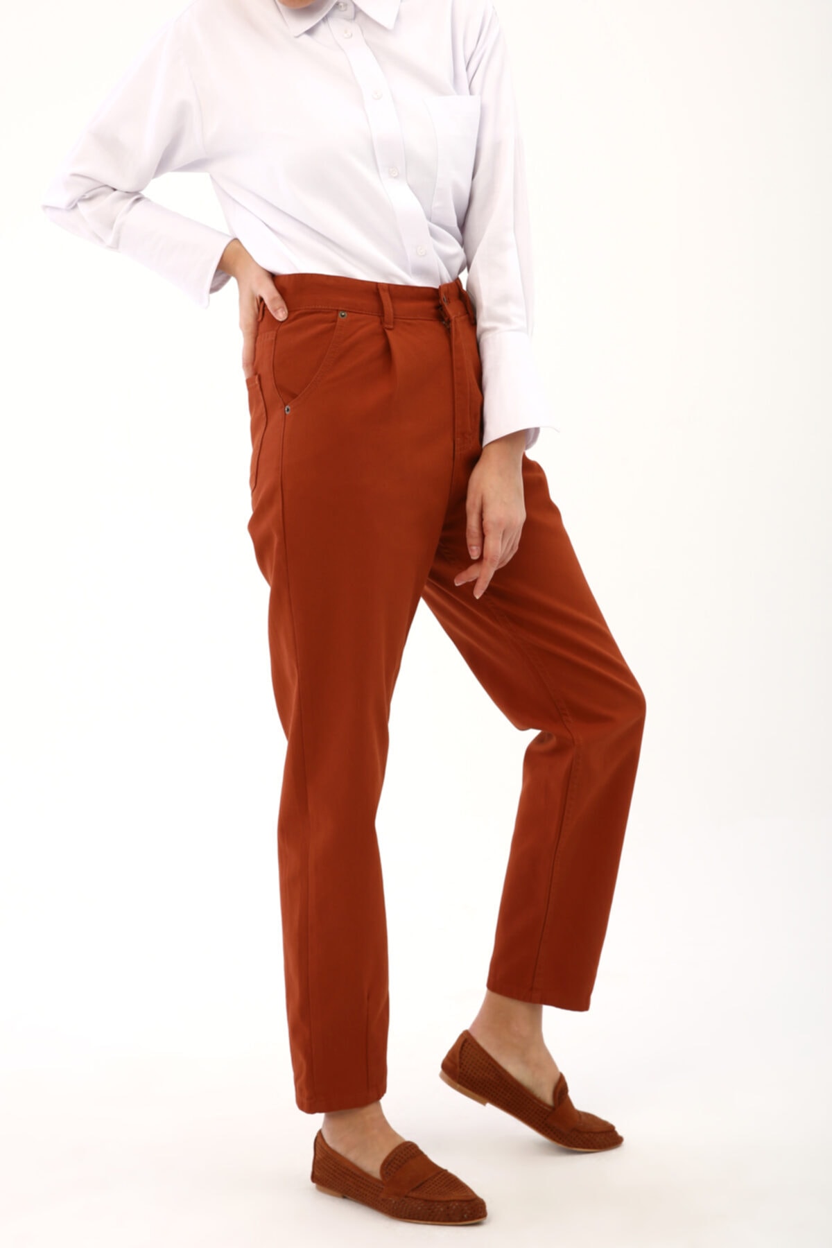 ALLDAY Kiremit Pileli Mom Pantolon