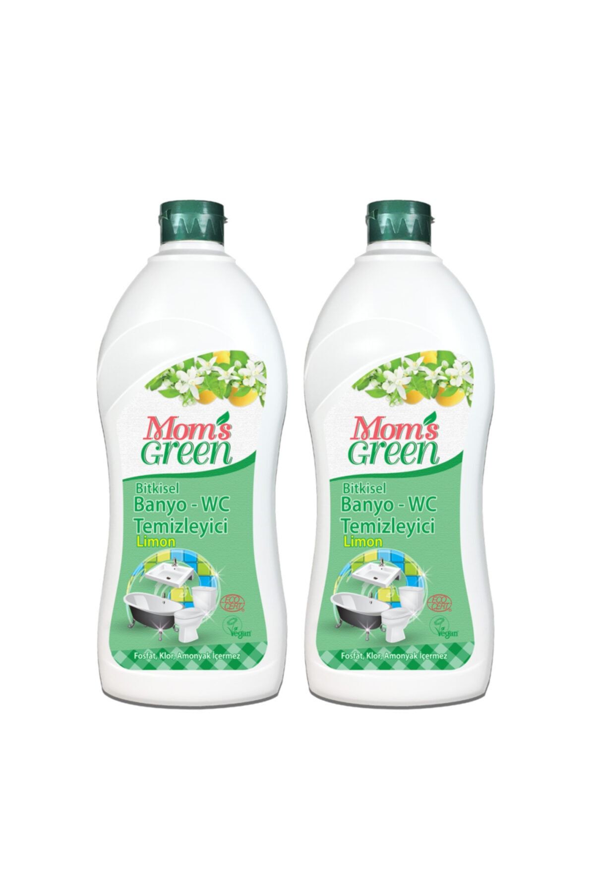 Mom's Green 2'li Set Bitkisel Banyo Ve Wc Temizleyici 1 L- Limon Ecocert Sertifikalı