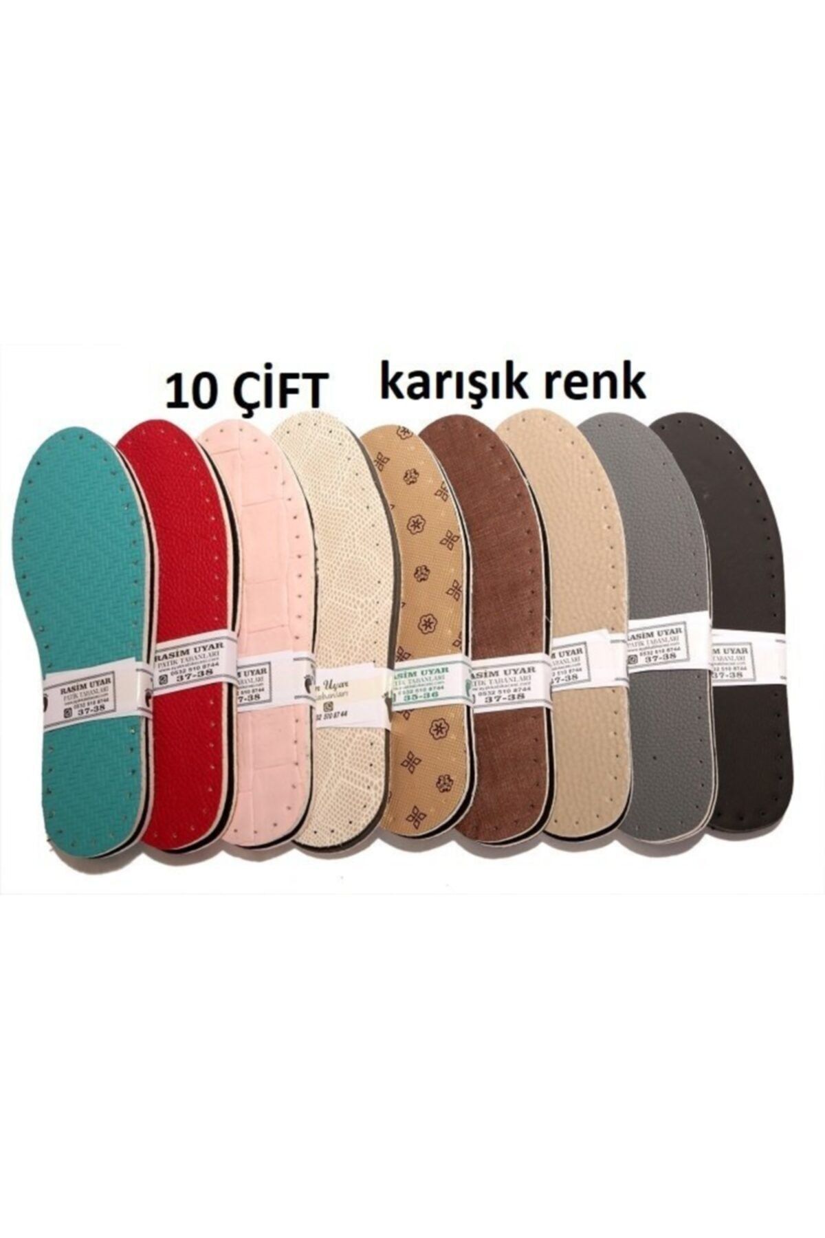 Rasim Uyar Üç Katmanlı Patik Tabanı (10'lu Paket) (suni Deri+eva+keçe)