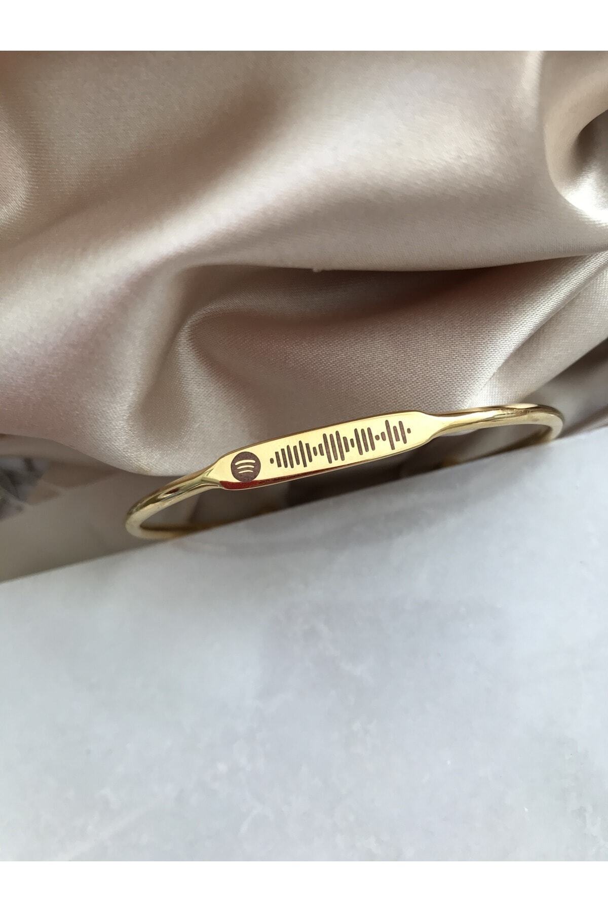 ZSG Atelier Spotify Baskılı Altın Kaplama Kelepçe
