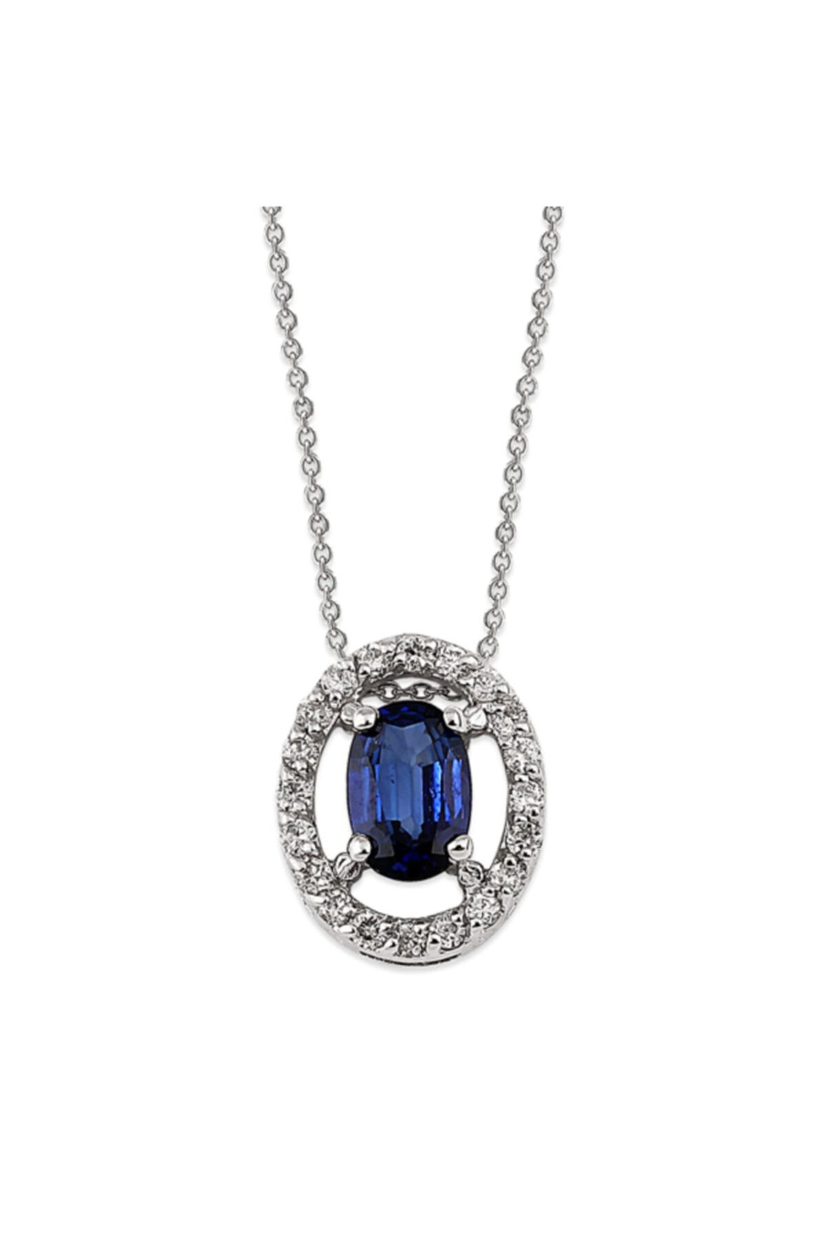 Barok Diamond Pırlantalı Safir Kolye 0.15ct 18 Ayar