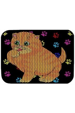 Elekli Desenli Kedi Tuvalet Önü Paspası 60 X 45 Cm Tombul Kedi Image 0