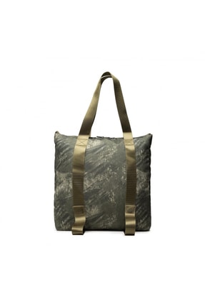 Canvas Pocket Printed Tote Olive Omuz Çantası Ba6378-395 Image 3