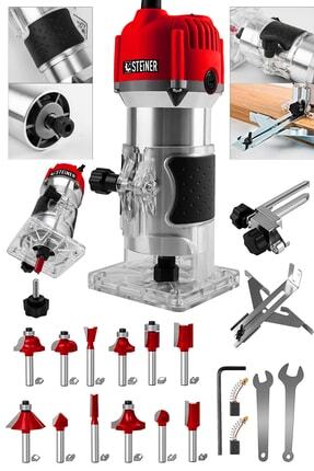 Alman 3000 Watt 6 Kademe Devir Ayarlı Formika Traşlama Freze Makinesi 6 Mm Pens + 12 Adet Uç Image 0
