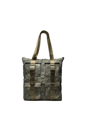 Canvas Pocket Printed Tote Olive Omuz Çantası Ba6378-395 Image 1