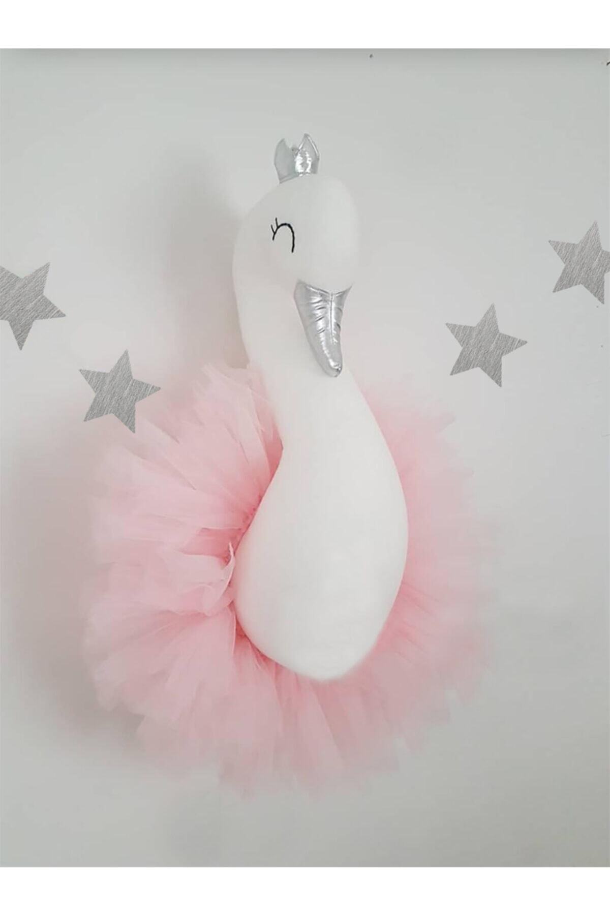 Littleandmoreofficial 30 Cm Kuğu Büst Duvar Dekoru - Gümüş