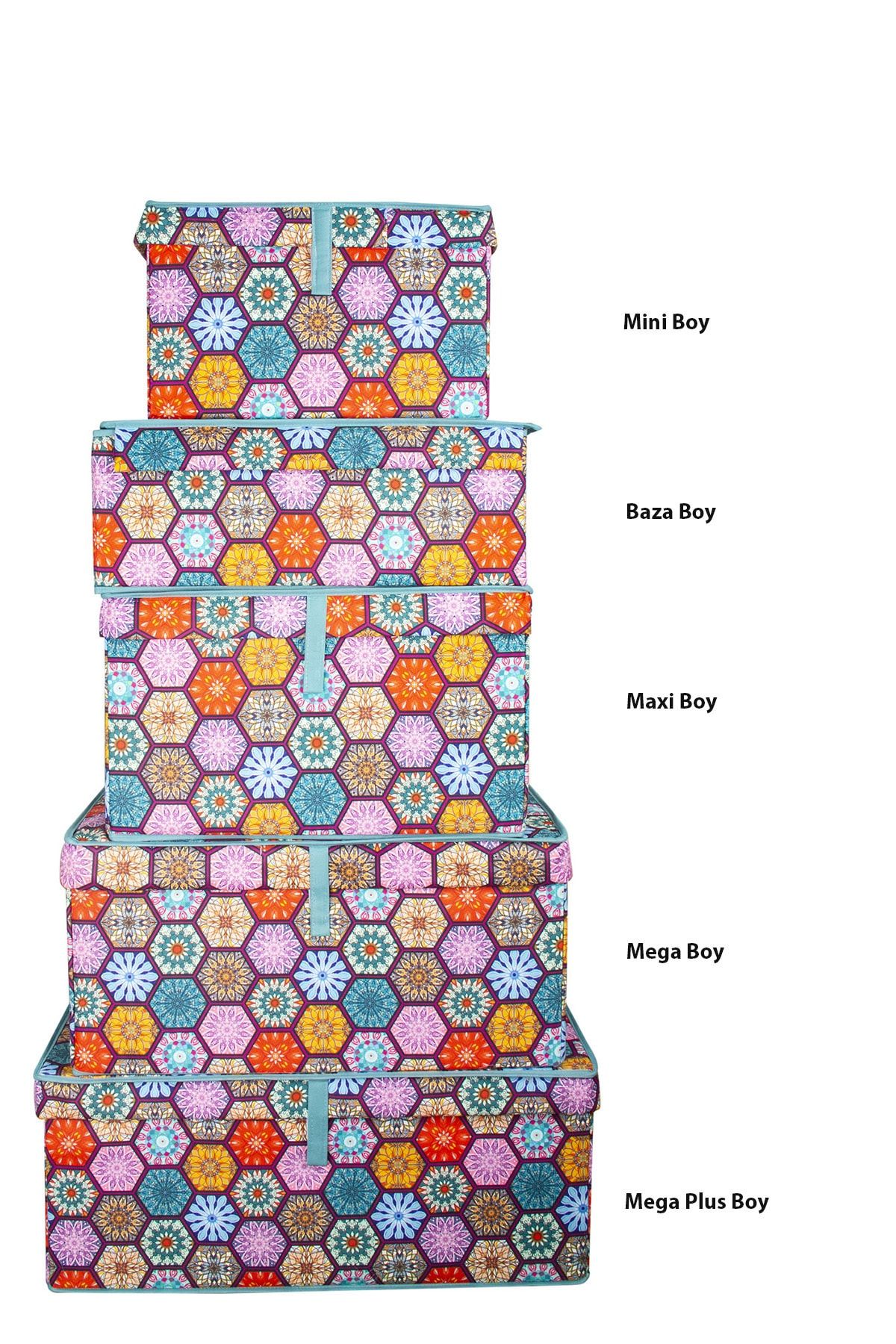 telux Otantik Desenli 5 Boy Set Çok Amaçlı Kutu Özel Seri