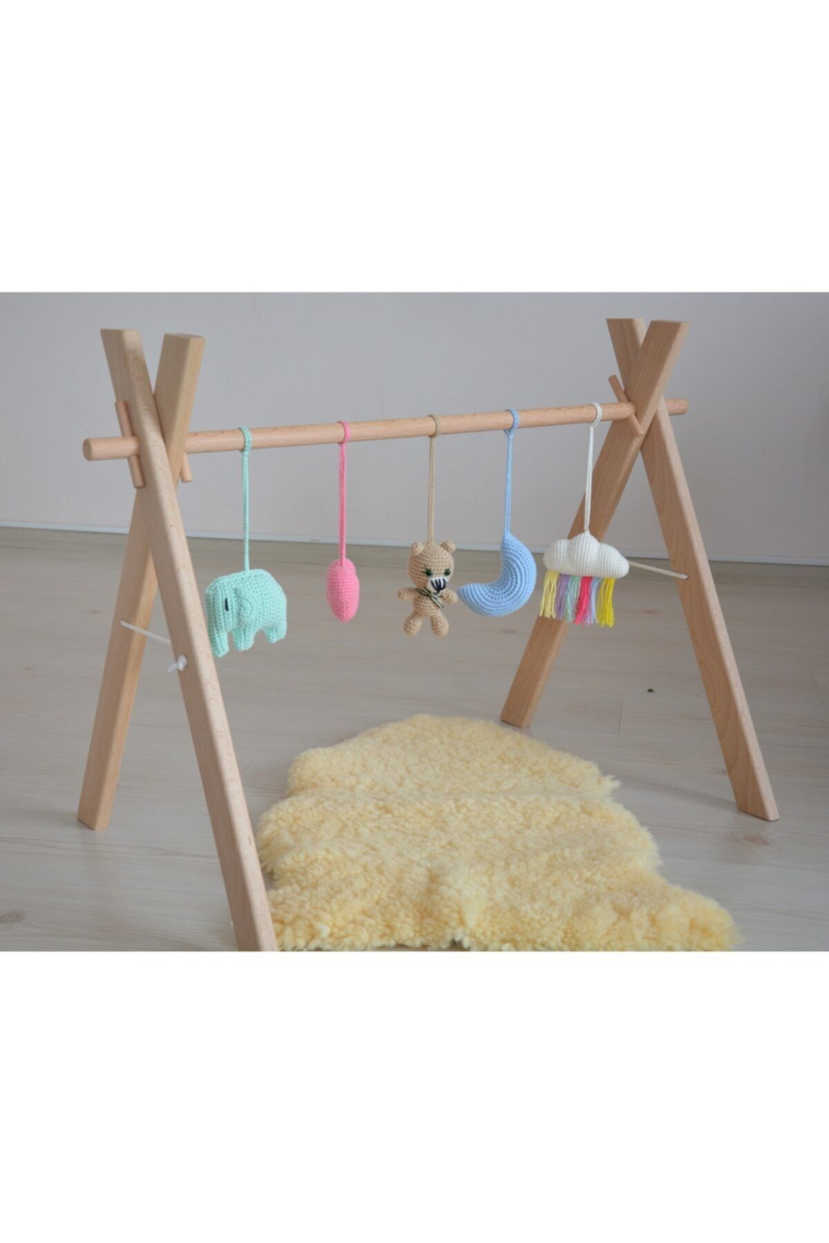 Katre Dizayn Doğal Ahşap Bebek Egzersiz Aleti Oyun Alanı Oyuncaklar Dahildir