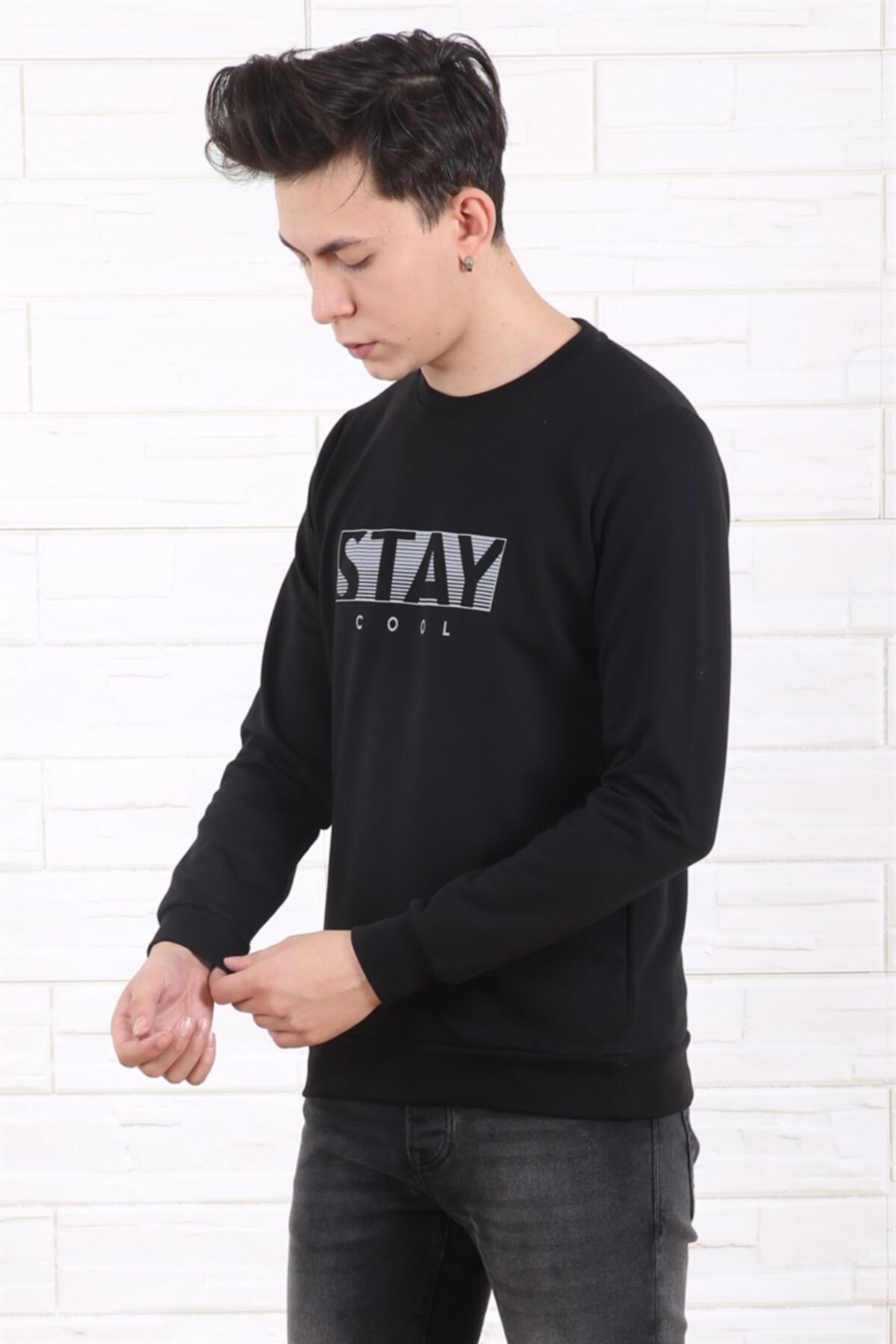 arlin erkek sifir yaka uzun kol siyah sweat fiyati yorumlari trendyol