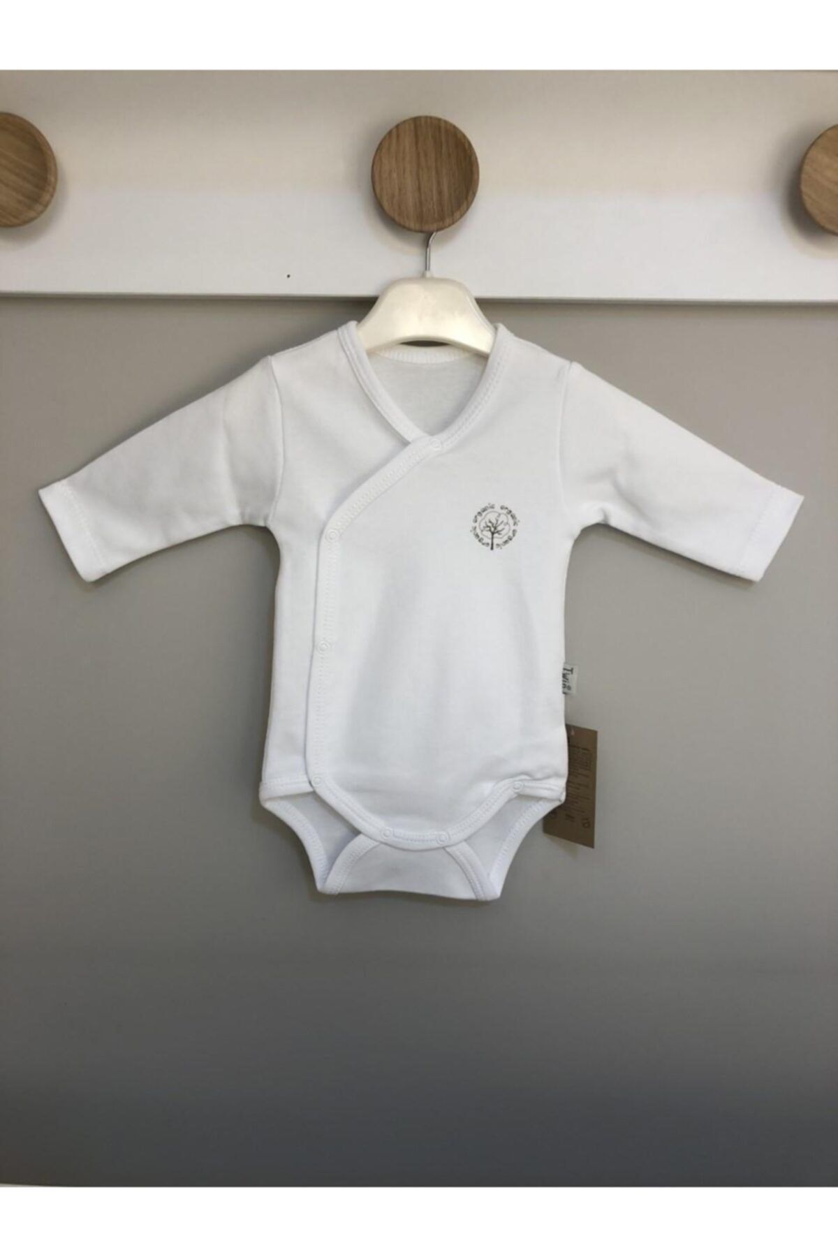 BABY'S TWİN 986 Organic Kruvaze Uzun Kollu Body (Beyaz)