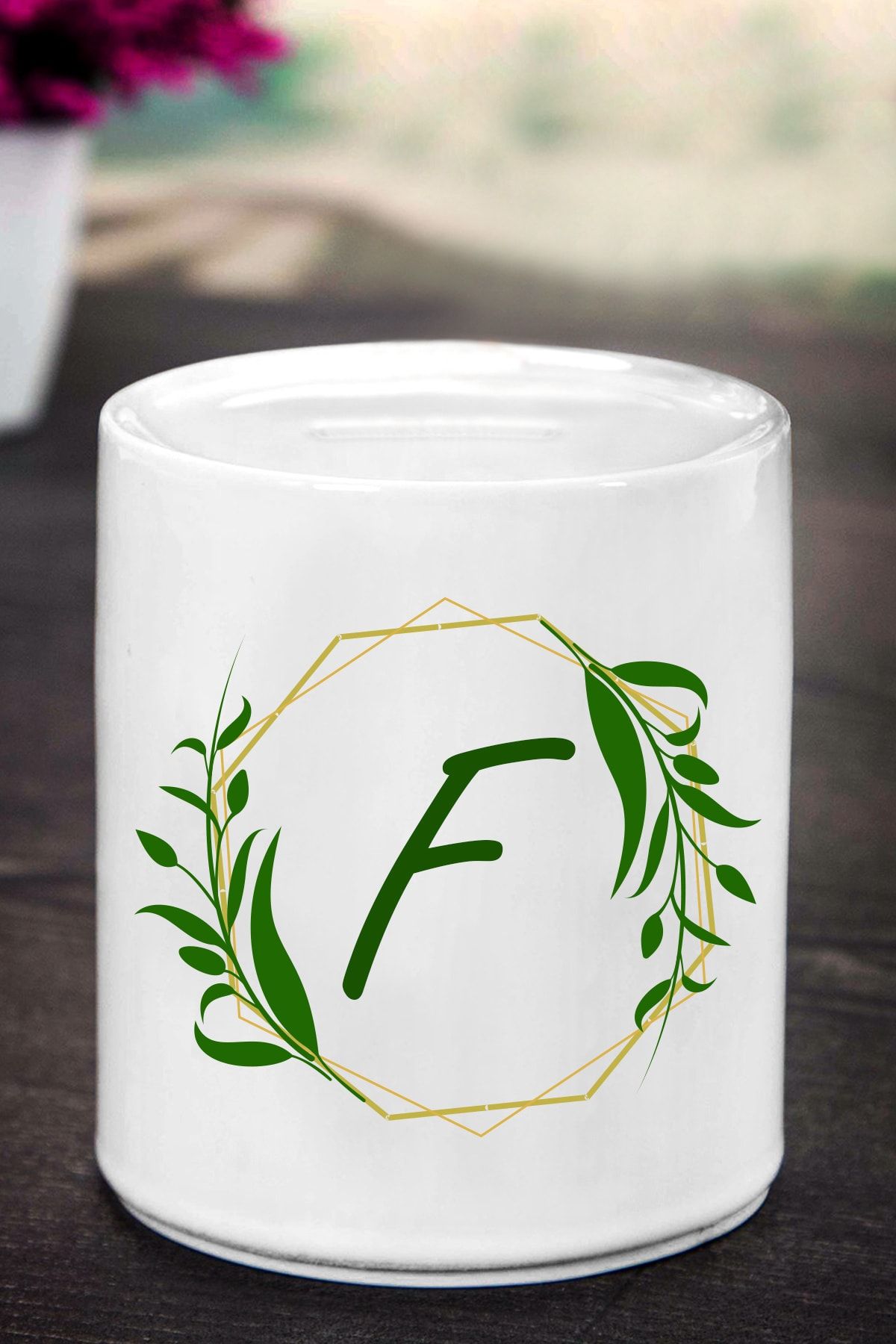 YEDİTEPEHAYAT F Harfli Kumbara (seramik)