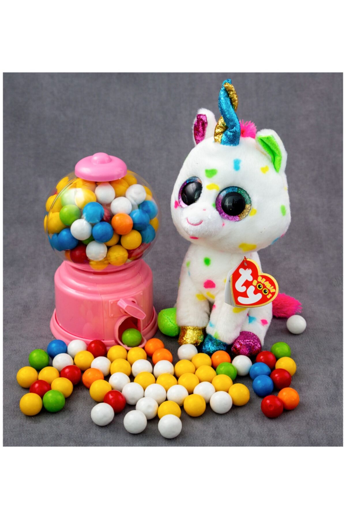 TY Beanie Boos Ty Harmonie Peluş Ve Pembe Sakız Makinası