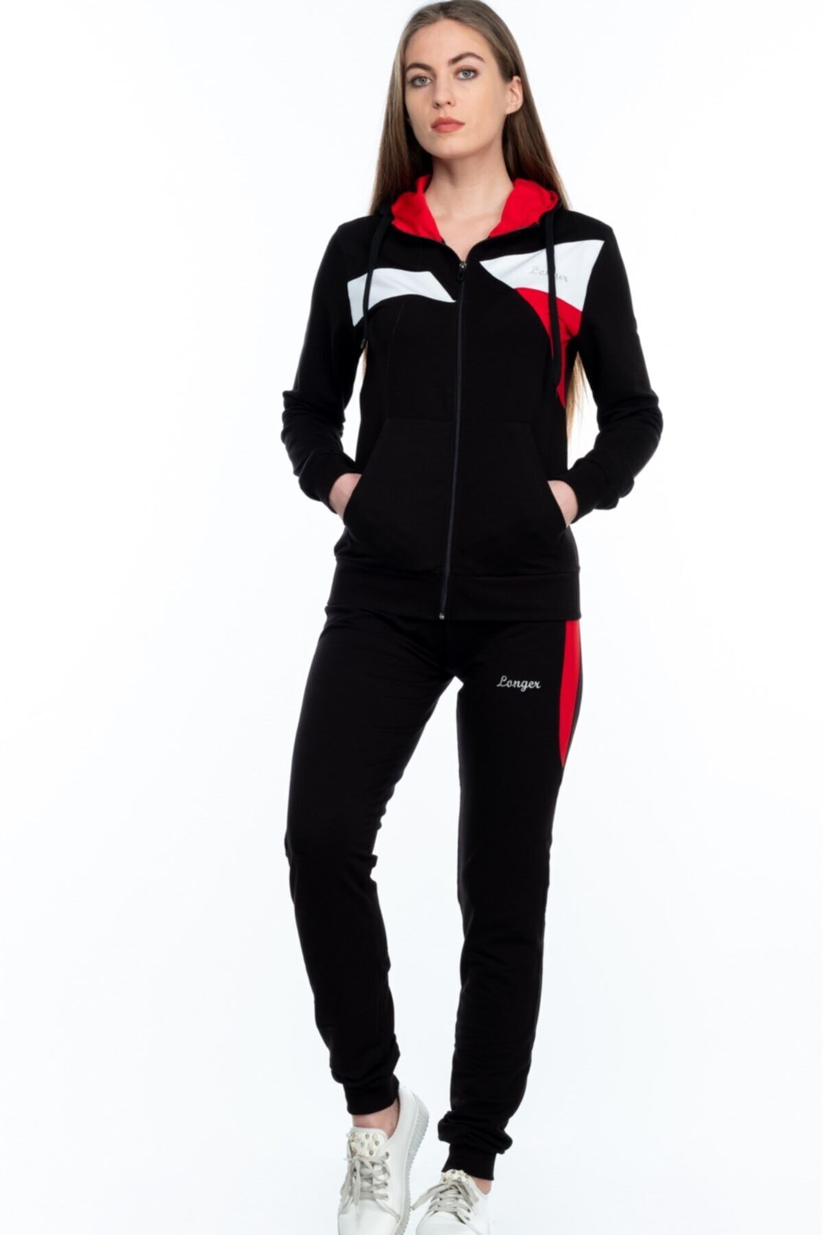 LONGER Kadın Kapüşonlu Siyah Eşofman Takımı S-m-l-xl-xxl