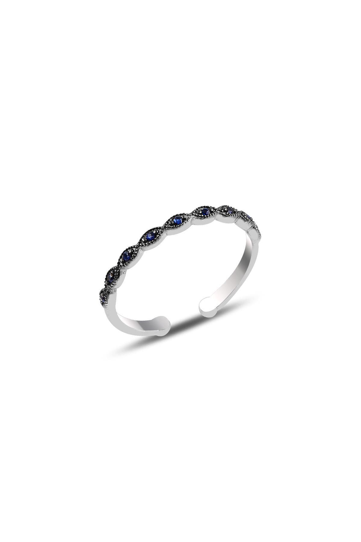Söğütlü Silver Gümüş Ayarlamalı Safir Taşlı Ince Yüzük