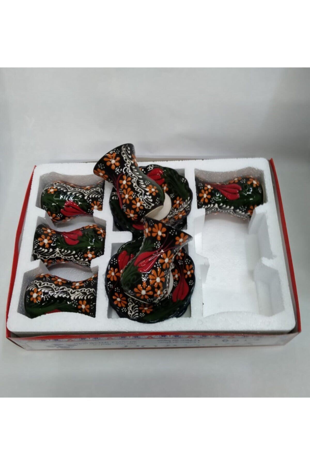 Sultan Çini Çini 6'lı Çay Takımı Tabağı