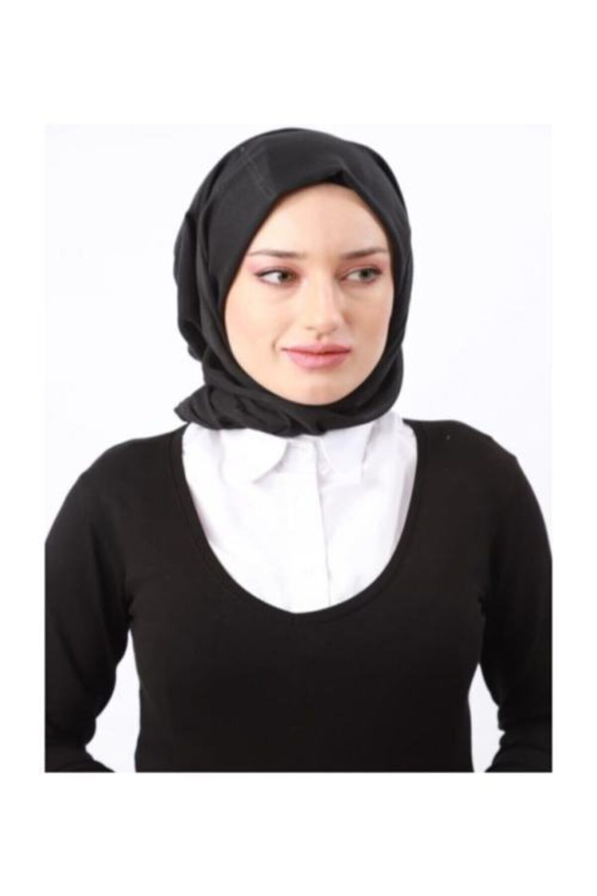 BUTİK AYVİTRİN Tesettür Yakalık Yarım Gömlek Beyaz