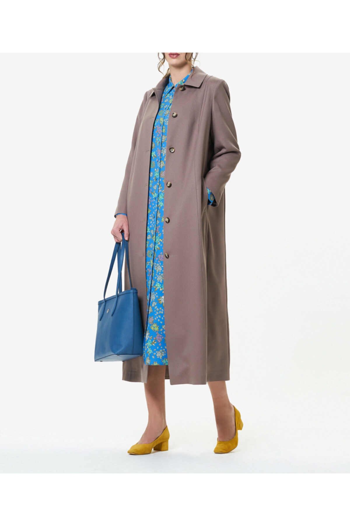 Aker Büyük Beden Vizon Pardösü T76579163