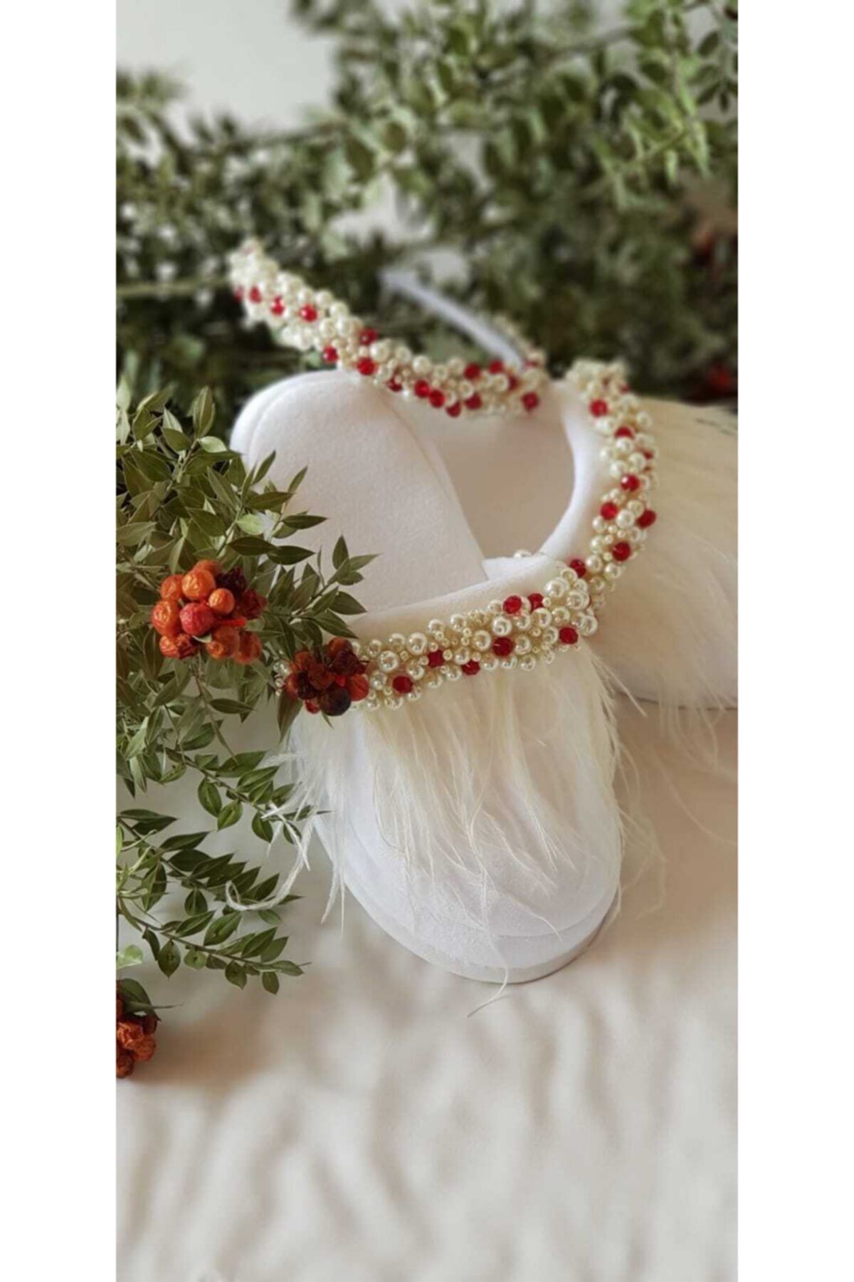 LUCKY MAMAS Viola Model Lohusa Terliği & Tacı / Lohusa Taç Terlik Set / Gelin Nedime Özel Seri Terlik Taç
