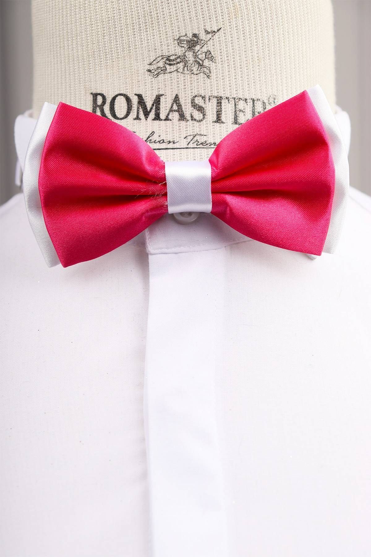 ROMASTER Pembe Renk Düz Erkek Papyon