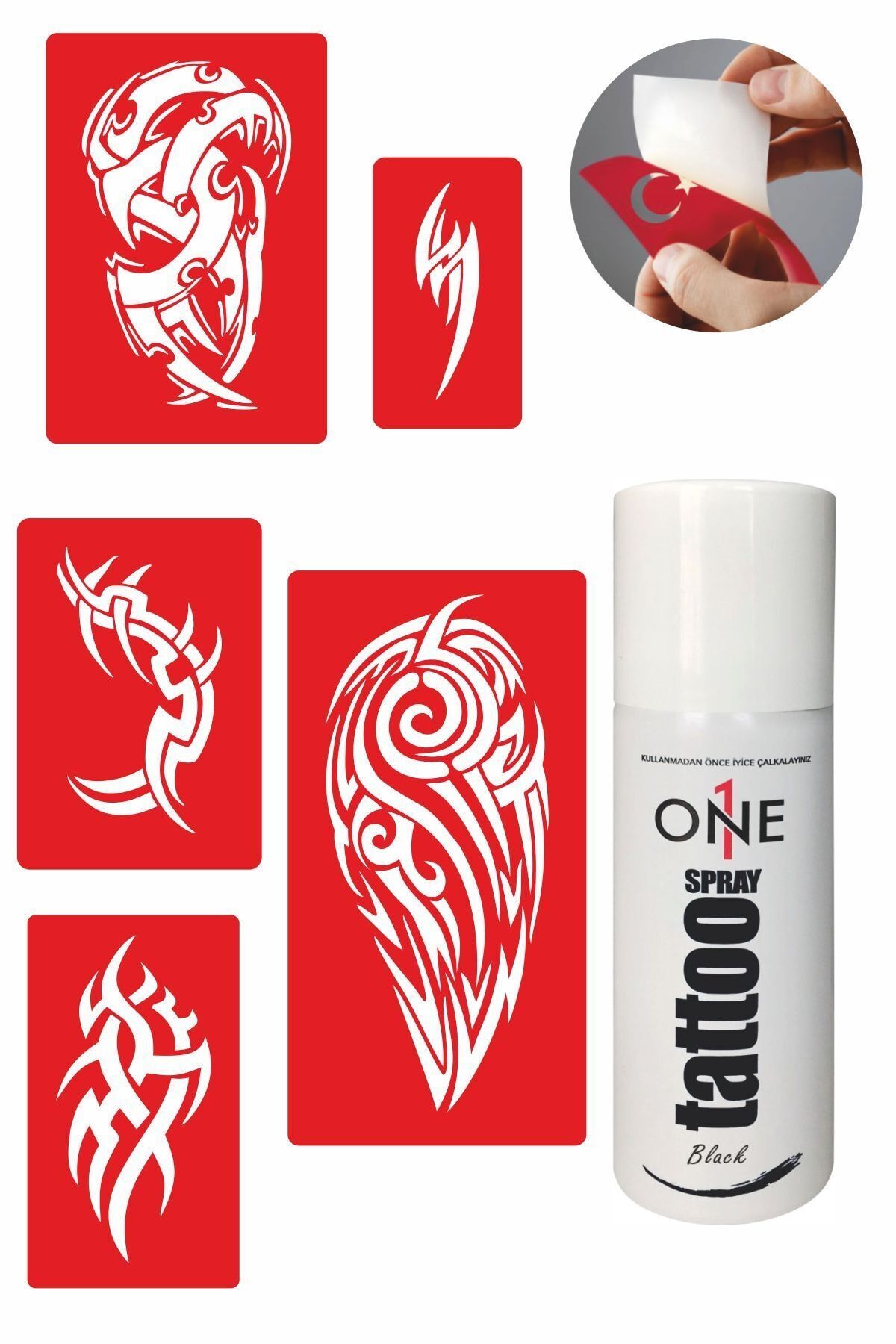 ONE SPRAY TATTOO Asi Triballer Dövme Seti Siyah Sprey ve 5 Desen 7712615