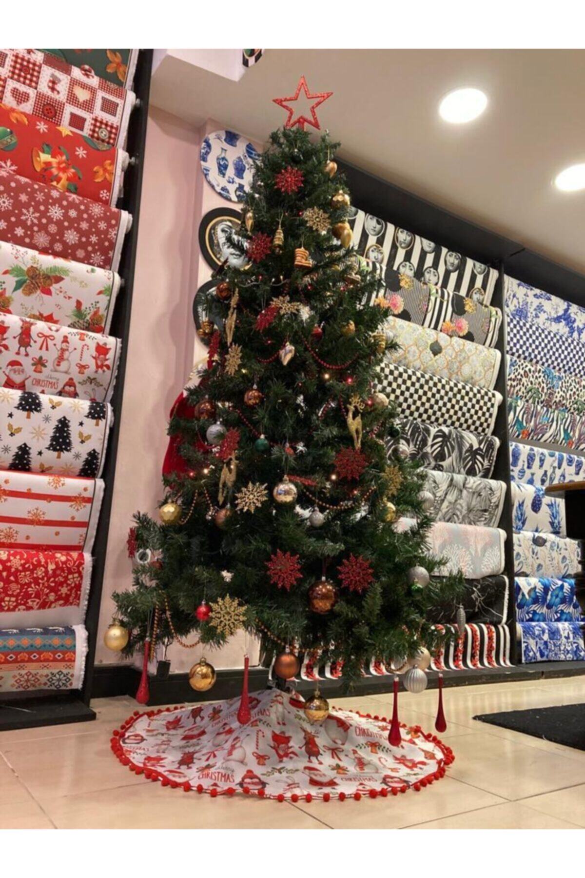 TUE HOME DİZAYN Çam Ağacı Örtüsü Beyaz Taban Noel Baba