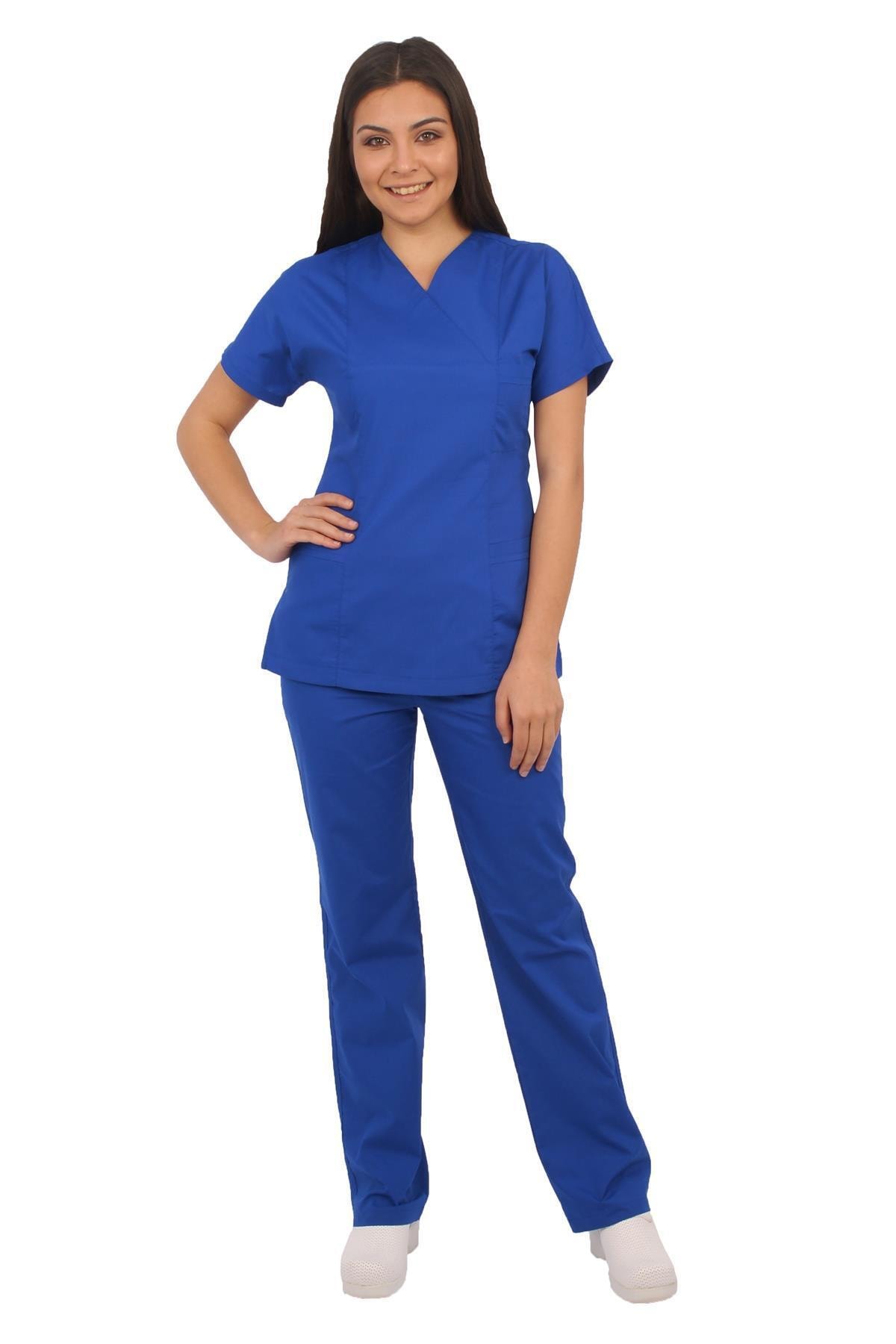Emel Tekstil Doktor. Hemşire Saks Mavisi Terikoton Forma Yarasa Takım