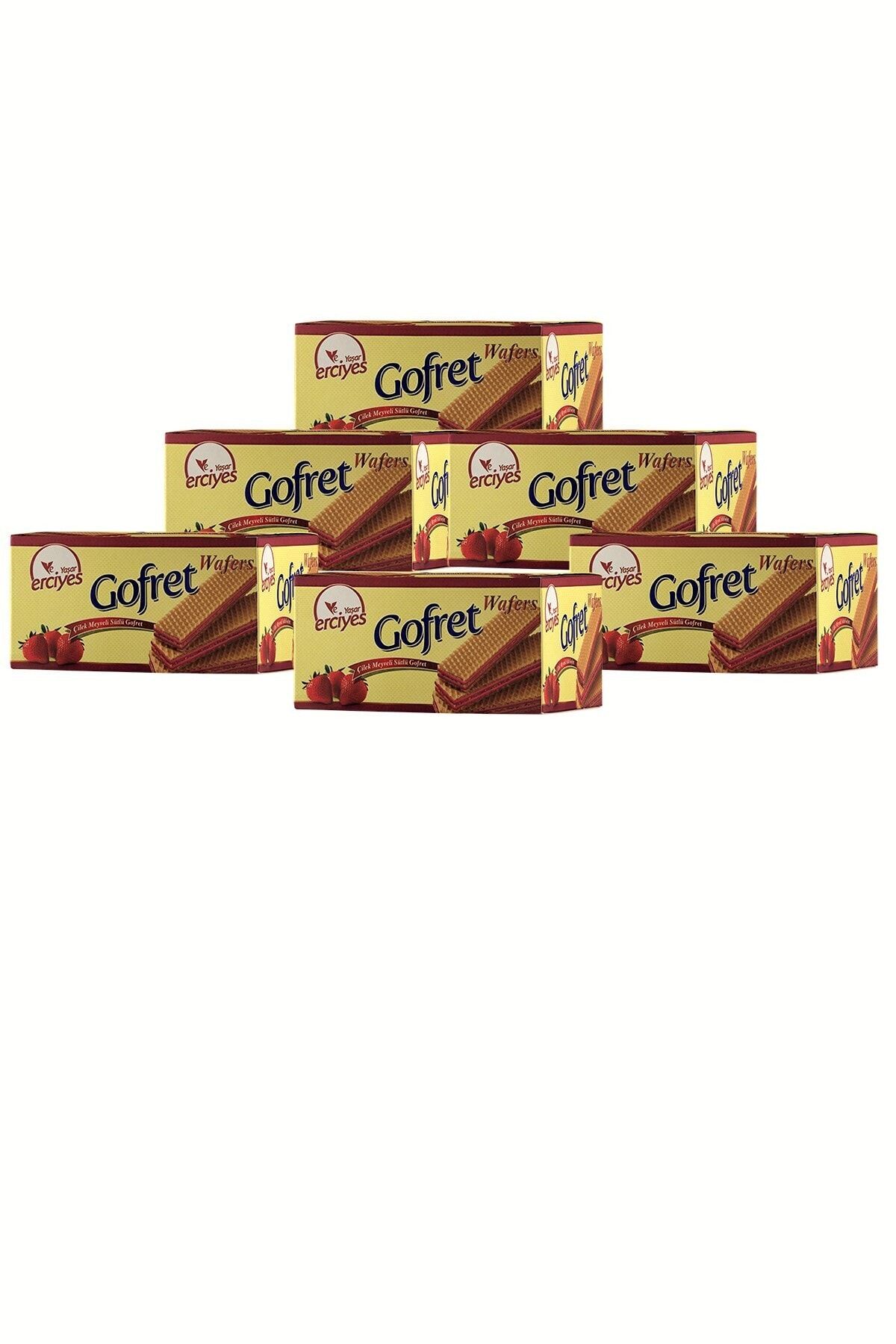 Yaşar Erciyes Çilek Aromalı Sütlü Gofret 480gr x6  6 Paket