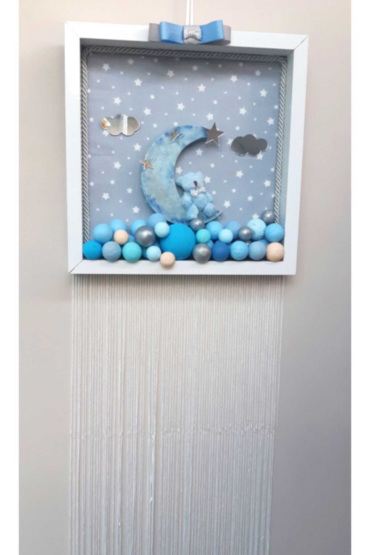 Mybabytasarım Çerçeve Pano Mavi Bebek Kapı Süsü