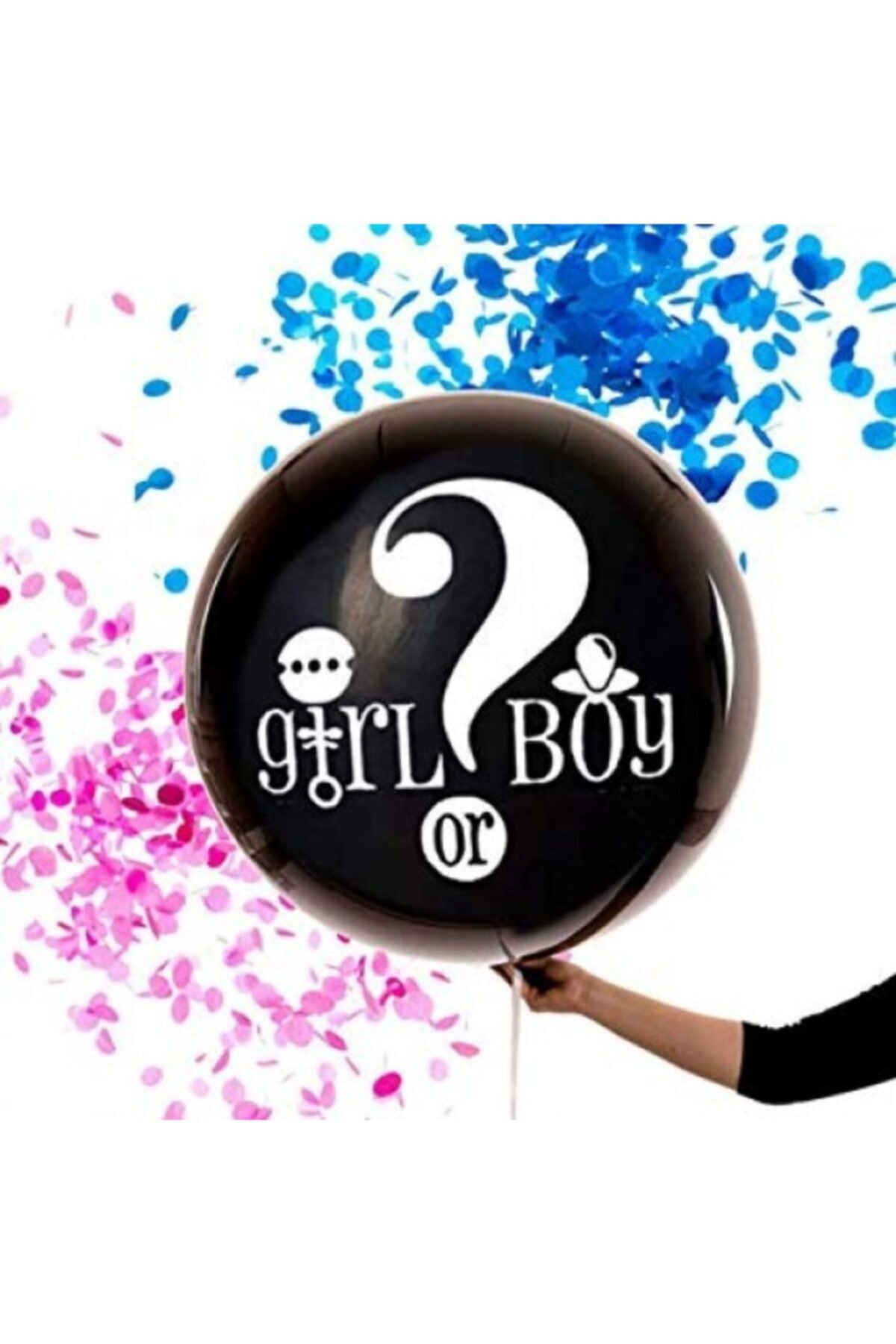 PapatyamPartiEvi Siyah Cinsiyet Belirleme Balon Jumbo Boy 36 Inç